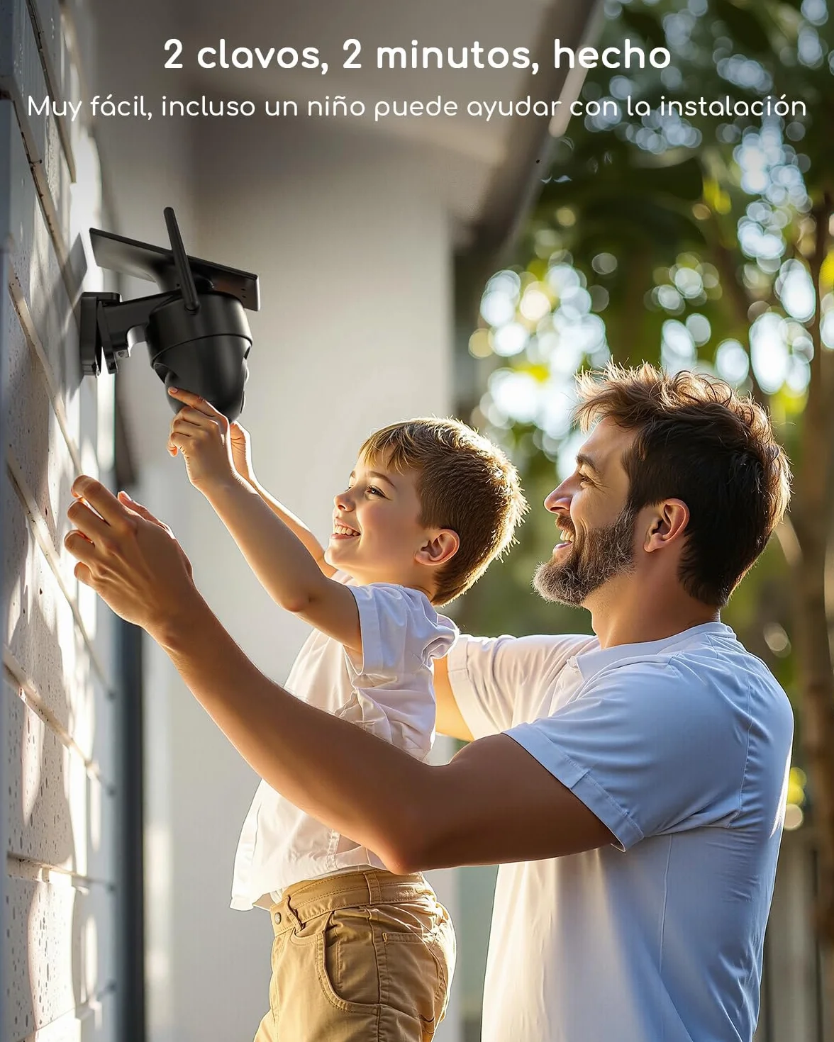 COOAU 2K Camara Vigilancia WiFi Exterior Solar,Carga en Días Nublados,Fácil Instalación,Camaras vigilancia Domicilio WiFi con 360° PTZ,Visión Nocturna en Color,Audio Bidireccional,Alarma PIR,IP66