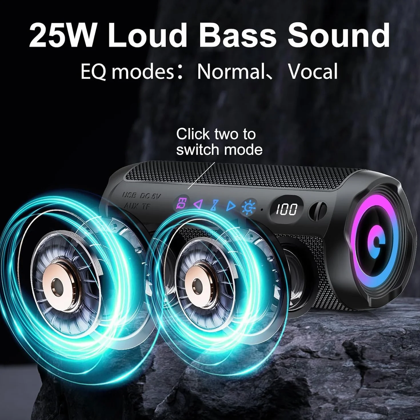 Altavoz Bluetooth Portátil 25W IPX7 TWS RGB Graves Duales 25H