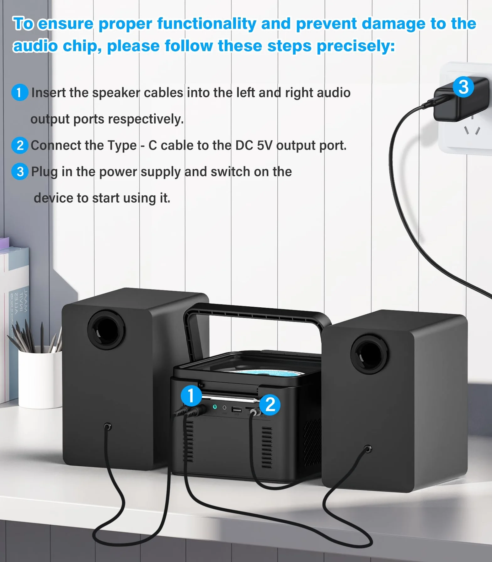 Sistema estéreo para el hogar con reproductor CD y cassette, altavoces 40 W Bluetooth, radio FM/USB/TF/AUX/control remoto, alta fidelidad