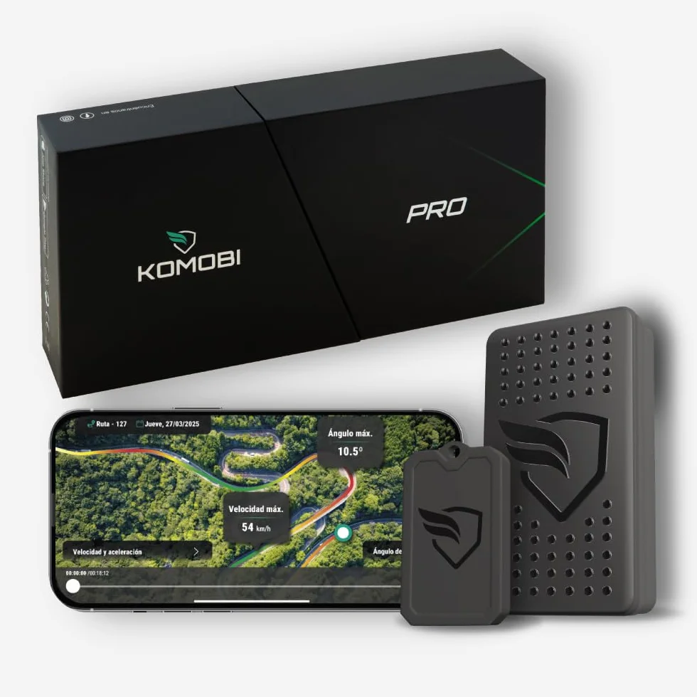 KOMOBI Pro MAX Localizador GPS para Moto con Alarma Antirrobo, Seguimiento en Tiempo Real, Detección de Accidentes y Aviso al Móvil. 3 años de suscripción