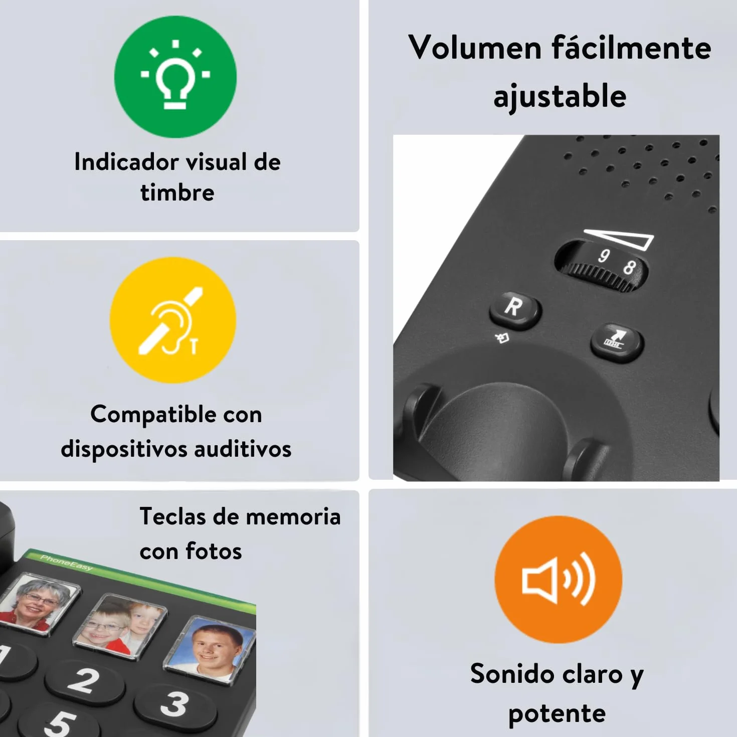 Doro PhoneEasy 331ph Teléfono Fijo con Cable para Personas Mayores Teclas Grandes Marcación Rápida Compatible Audífonos Blanco