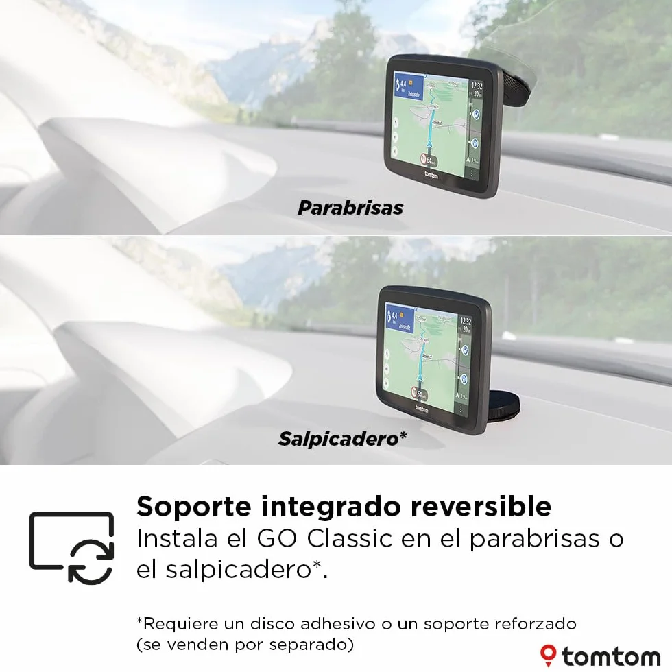 TomTom GO Classic 2nd GPS Coche 5" Tráfico Alertas Radares Mapas Europa Wi-Fi Carriles Soporte Reversible