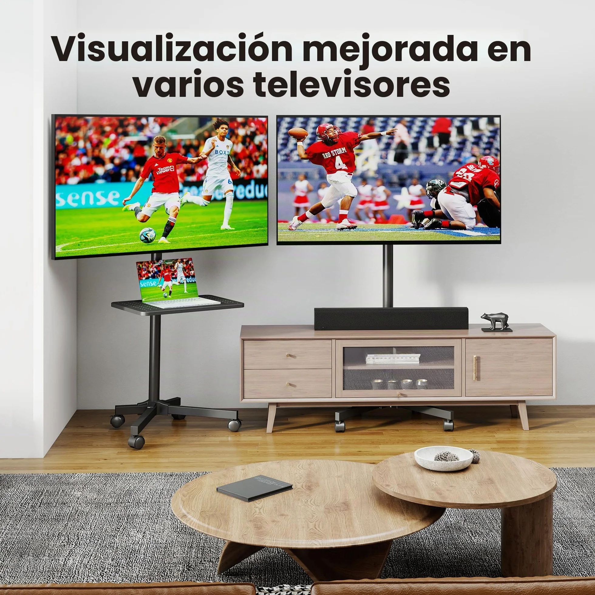 Soporte TV Ruedas para TVs Planos Curvos 21-60 Pulgadas 35 kg Altura Ajustable VESA 400x400 mm ML55A
