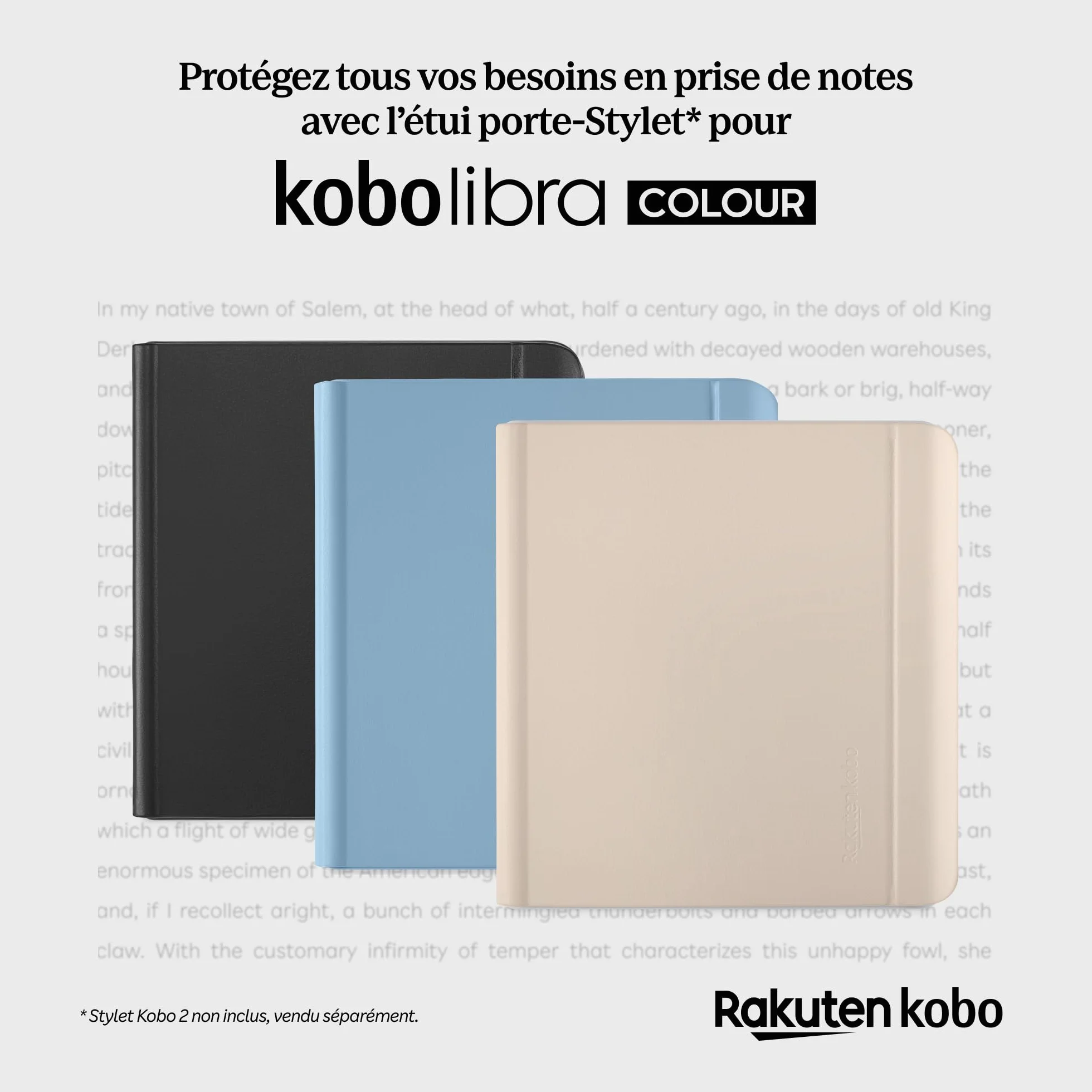 Funda Kobo Libra Colour Stylus Beige Arena Cuero Vegano Soporte 2 Posiciones 7"