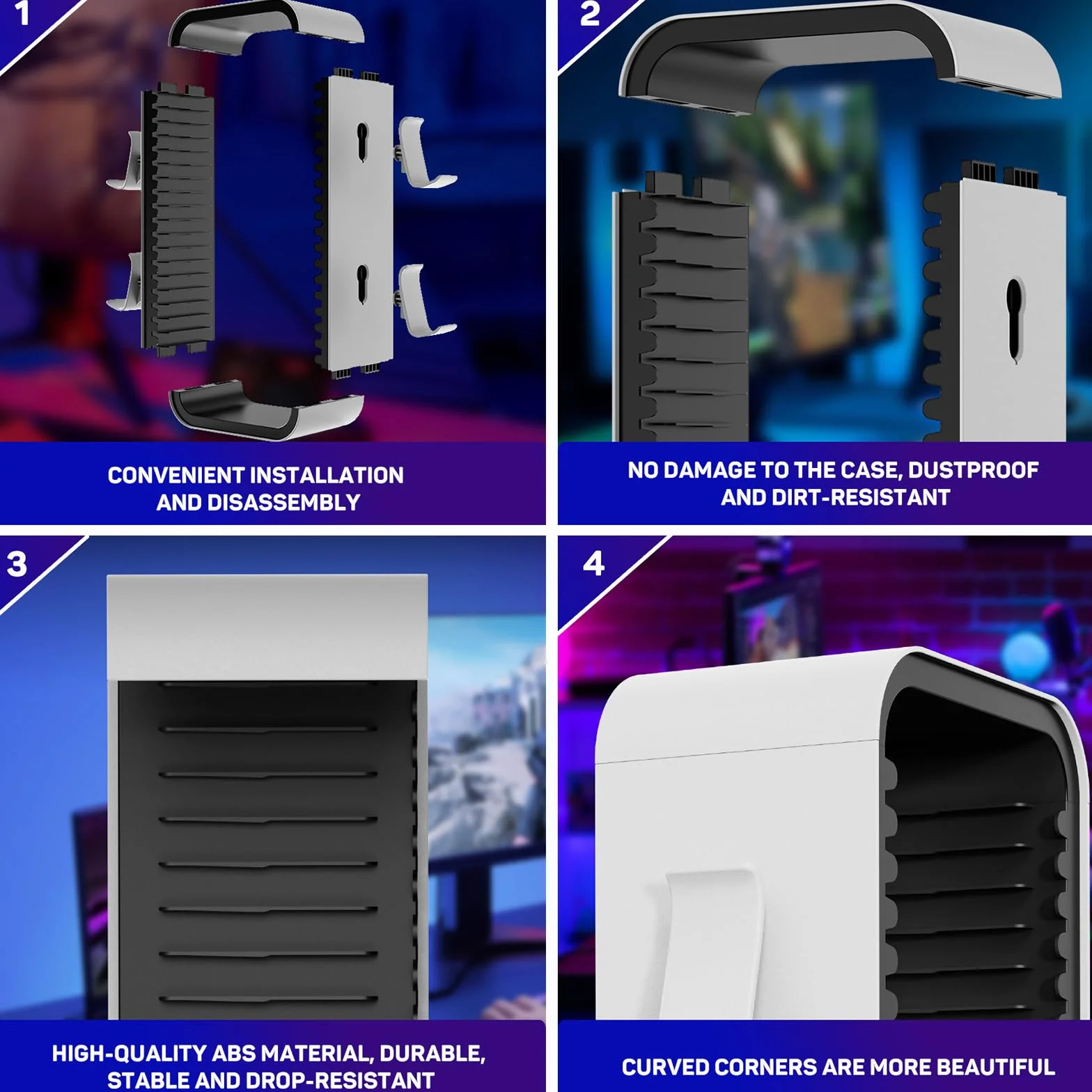 Soporte de almacenamiento para PS5 /PS4/Xbox/Nintendo Torre de almacenamiento vertical Soporte de juegos Almacena hasta 18 juegos Disco 4 Switch Controller