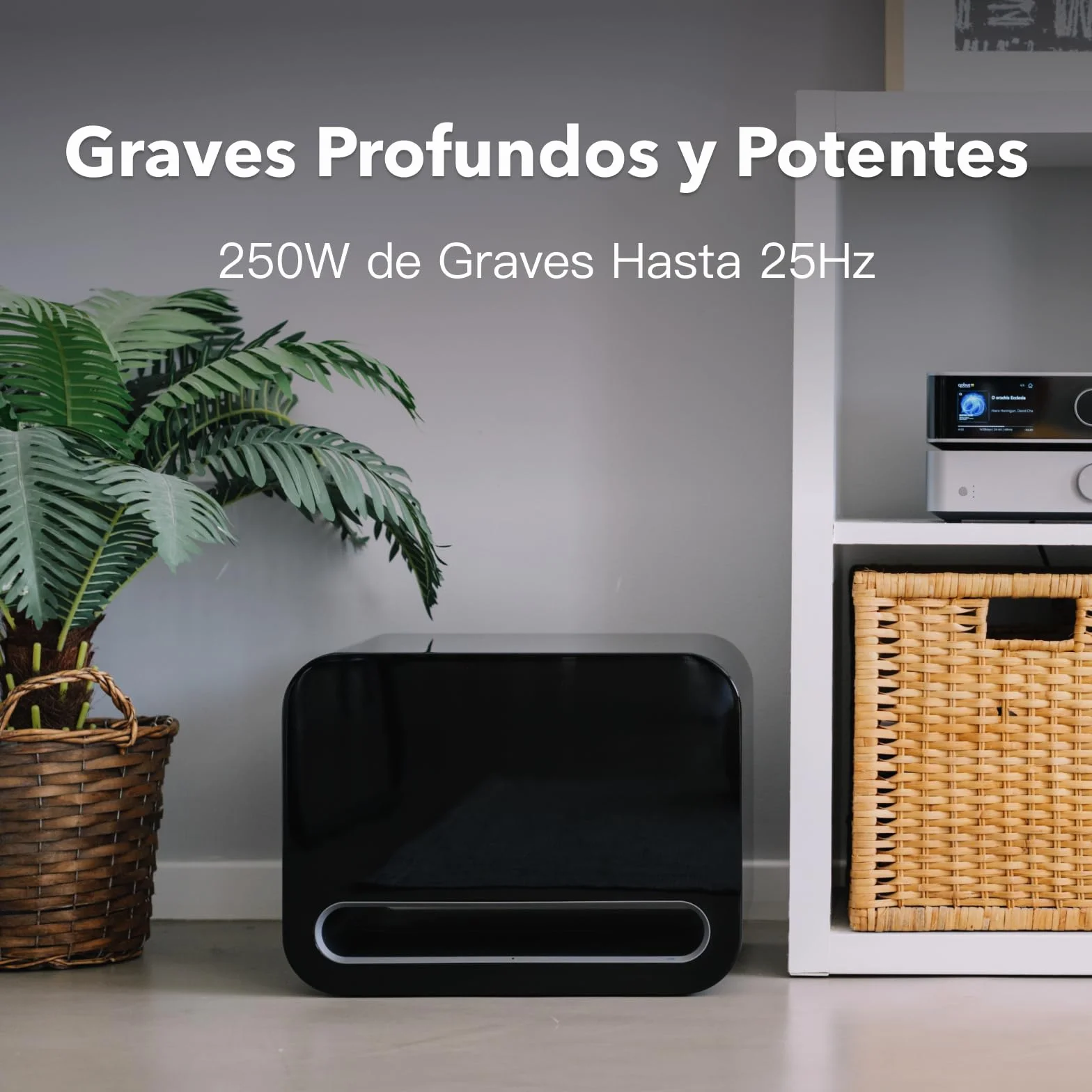 WiiM Sub Pro 8" 250 W Subwoofer Inteligente Inalámbrico con Calibración AI RoomFit™ Wi-Fi 6 Bluetooth 5.3 25 Hz Graves Profundos
