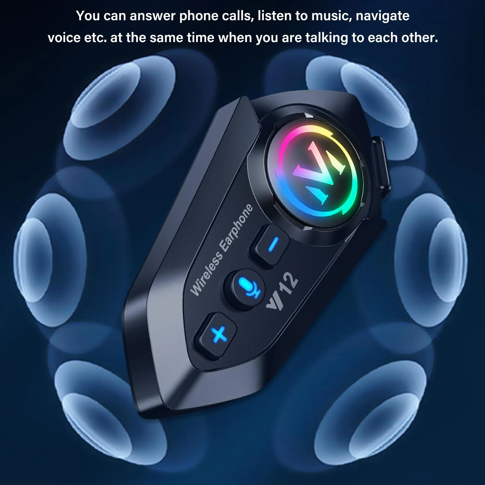 Intercomunicador Casco Moto Bluetooth 5.4 Doble Chip Audio Multitarea Manos Libres 500m Cancelación Ruido DSP CVC IP56
