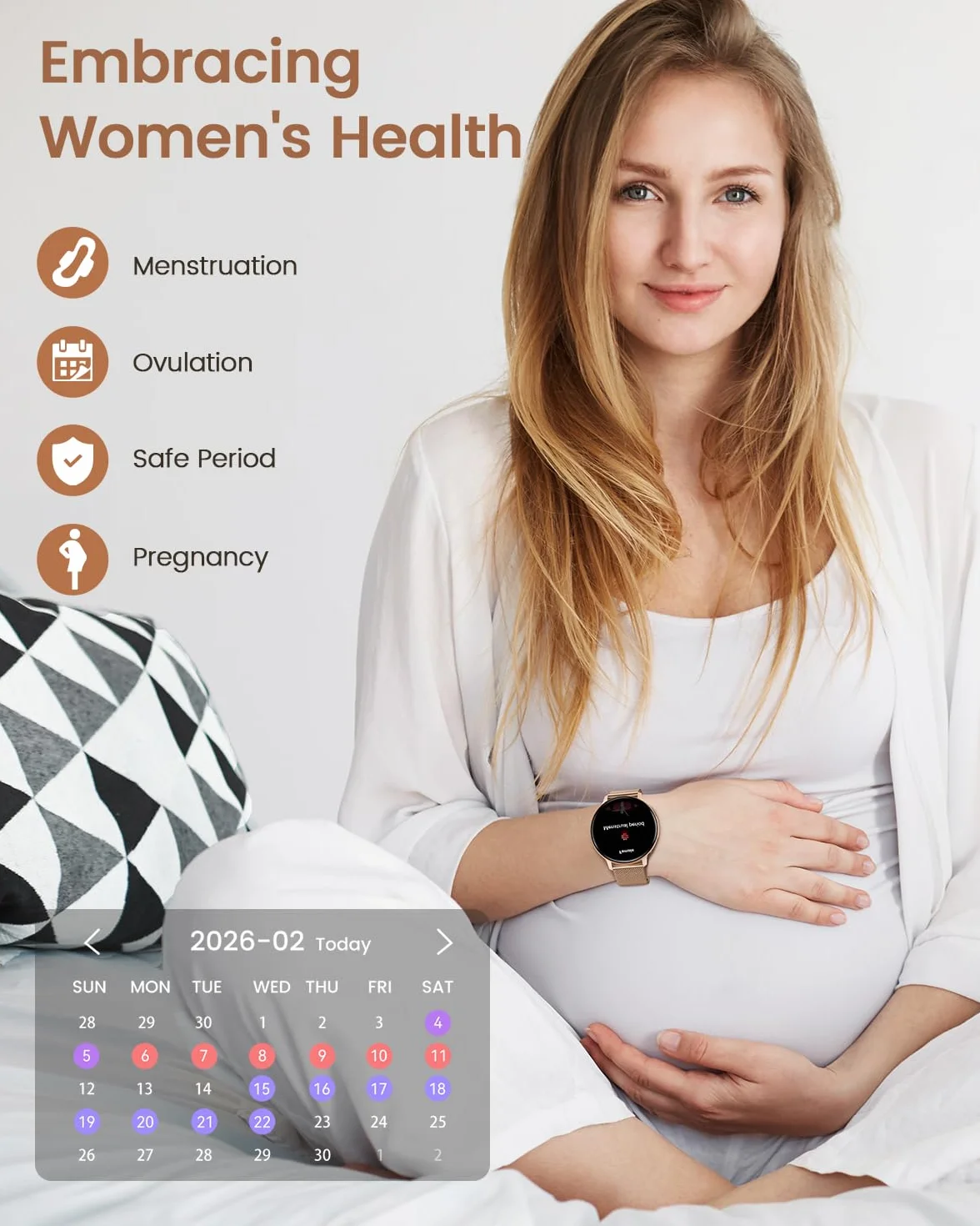 Reloj Inteligente Mujer, 1.39" HD Smartwatch Mujer con Llamadas/24H Sueño/Pulsómetro/SpO2, Función Femenina 120+ Modos Deportivos IP68 Pulsera Actividad Calorías Podómetro Android iOS Oro Rosa, Regalo