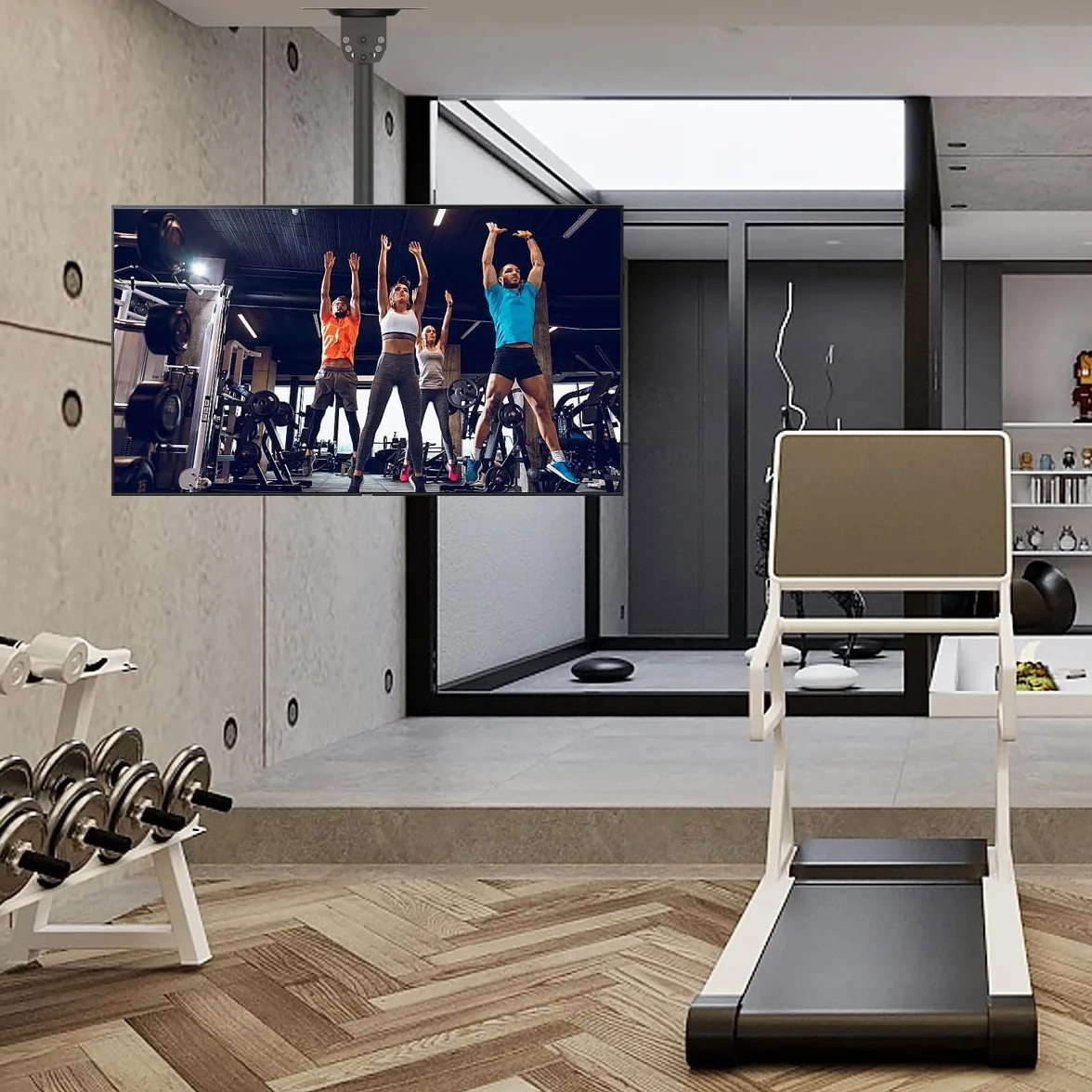 Suptek Soporte TV Techo 26-65 Pulgadas Altura Ajustable 43-70cm 45kg VESA 200x200 Inclinación 15° Giro 90° Rotación 360°
