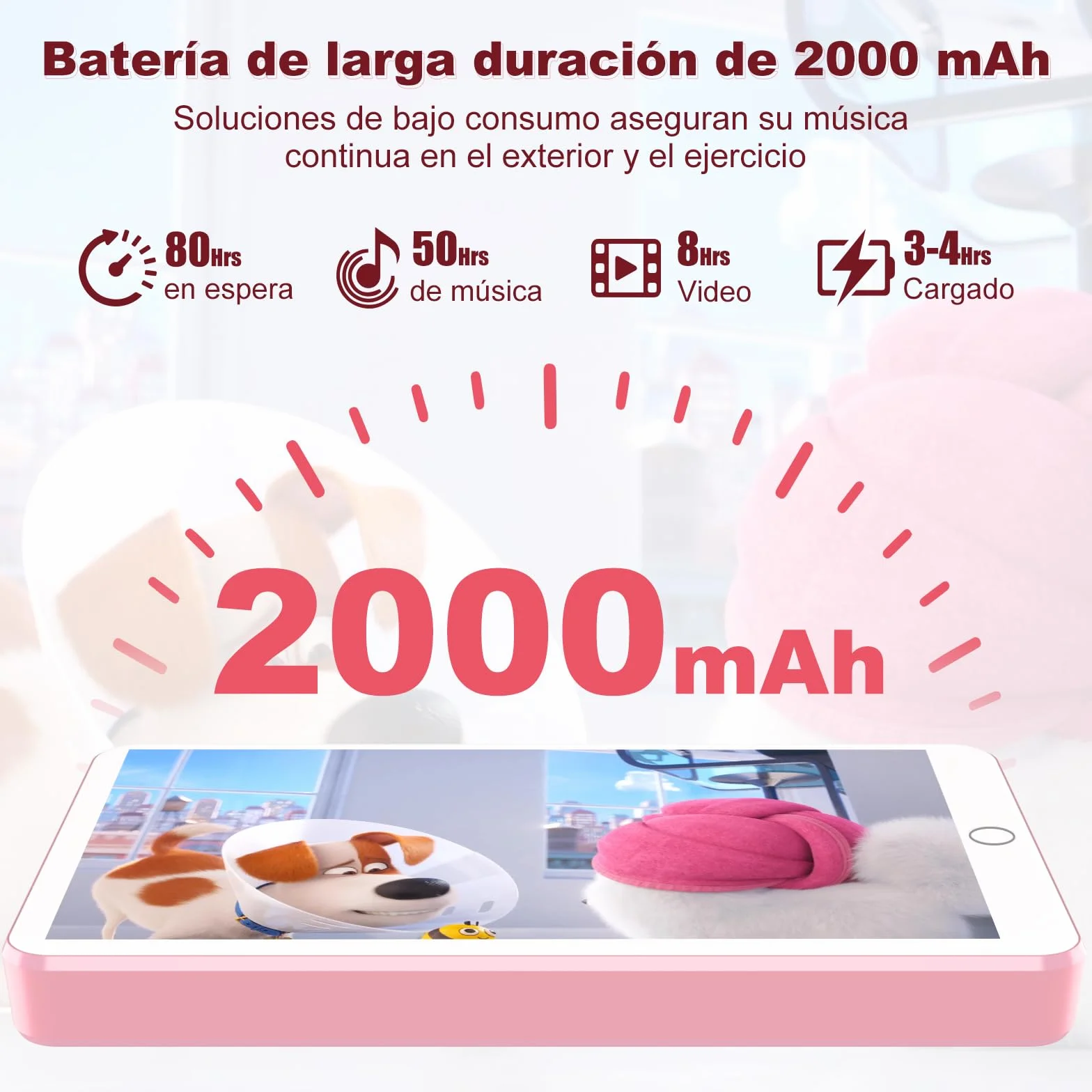 Reproductor MP3 Spotify con Bluetooth y WiFi, Reproductor MP4 Android para niños, Pantalla táctil de 4,02 Pulgadas con Audible,Amazon Music, Deezer, Play Store(Pink16GB)