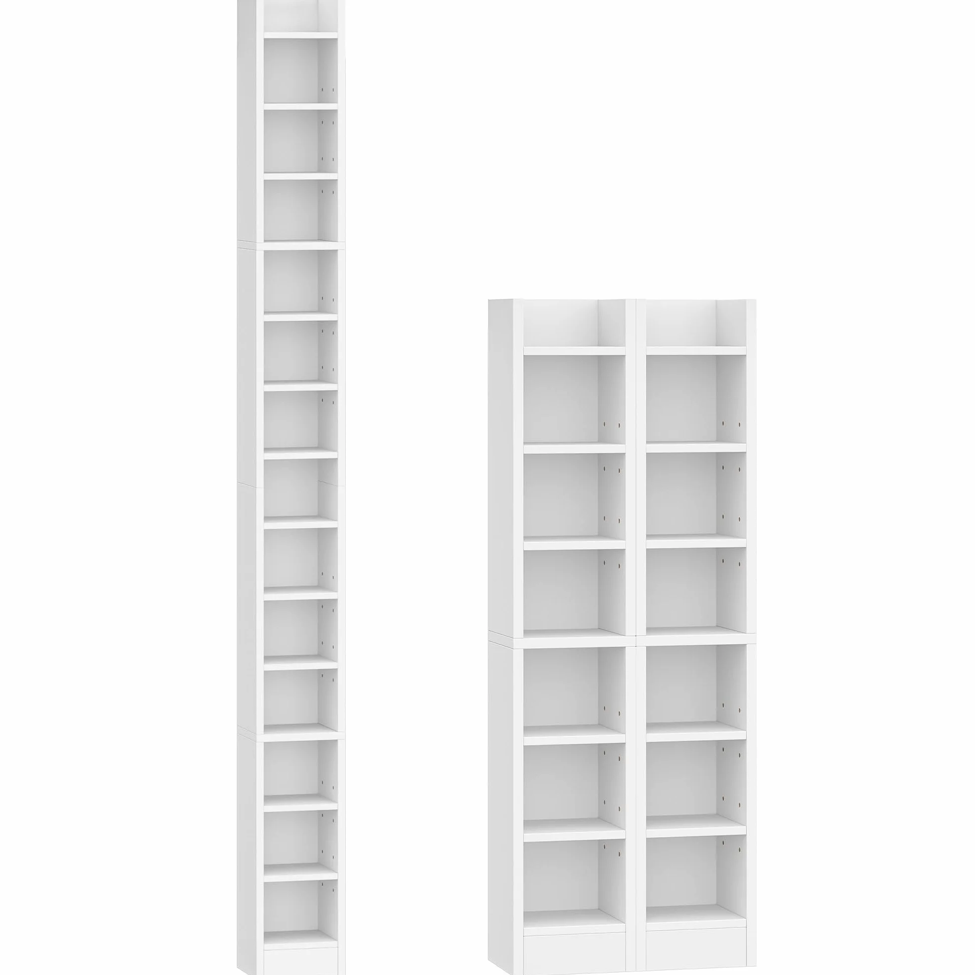 Hzuaneri Estanterías para CD o DVD Soportes, 14 Compartimientos, para 272 CDs, Estante Ajustable para Salón, Oficina, 17 x 20 x 213 cm, Blanco CR21403XV1