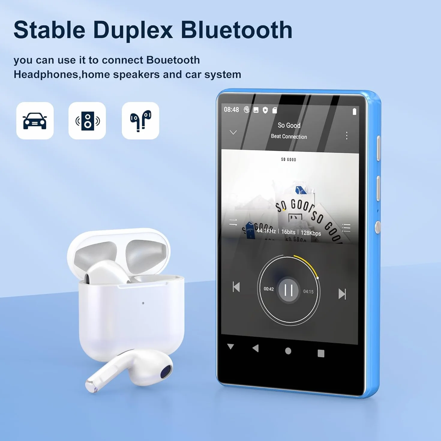 Reproductor MP3 SWOFY 80GB Bluetooth WiFi 4.0 Pulgadas Pantalla Táctil Radio FM