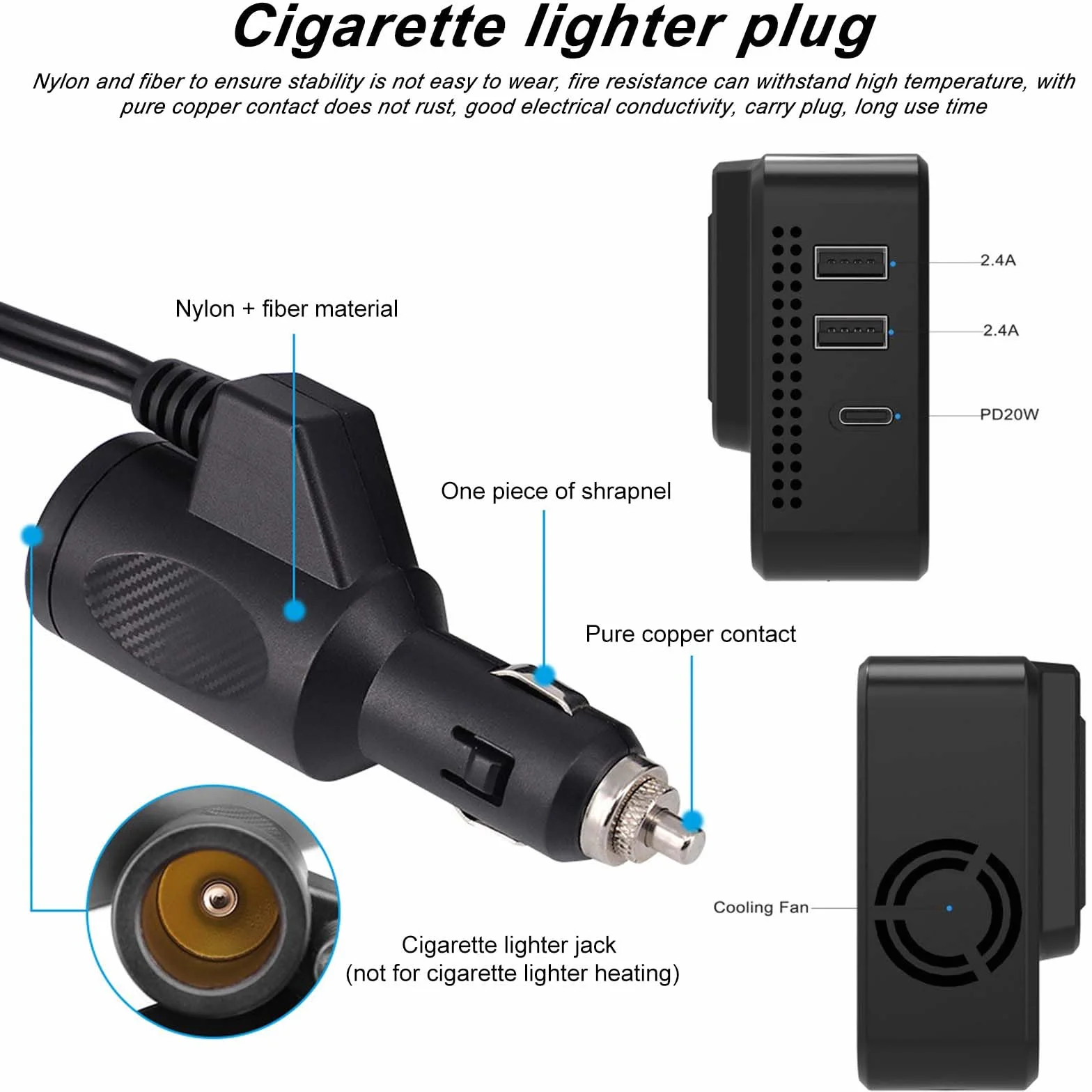 Transformador de voltaje para coche, 200 W, 12 V a 230 V, con 2 enchufes de carga y dos puertos USB, adaptador para encendedor de cigarrillos para viajes de negocios y vacaciones