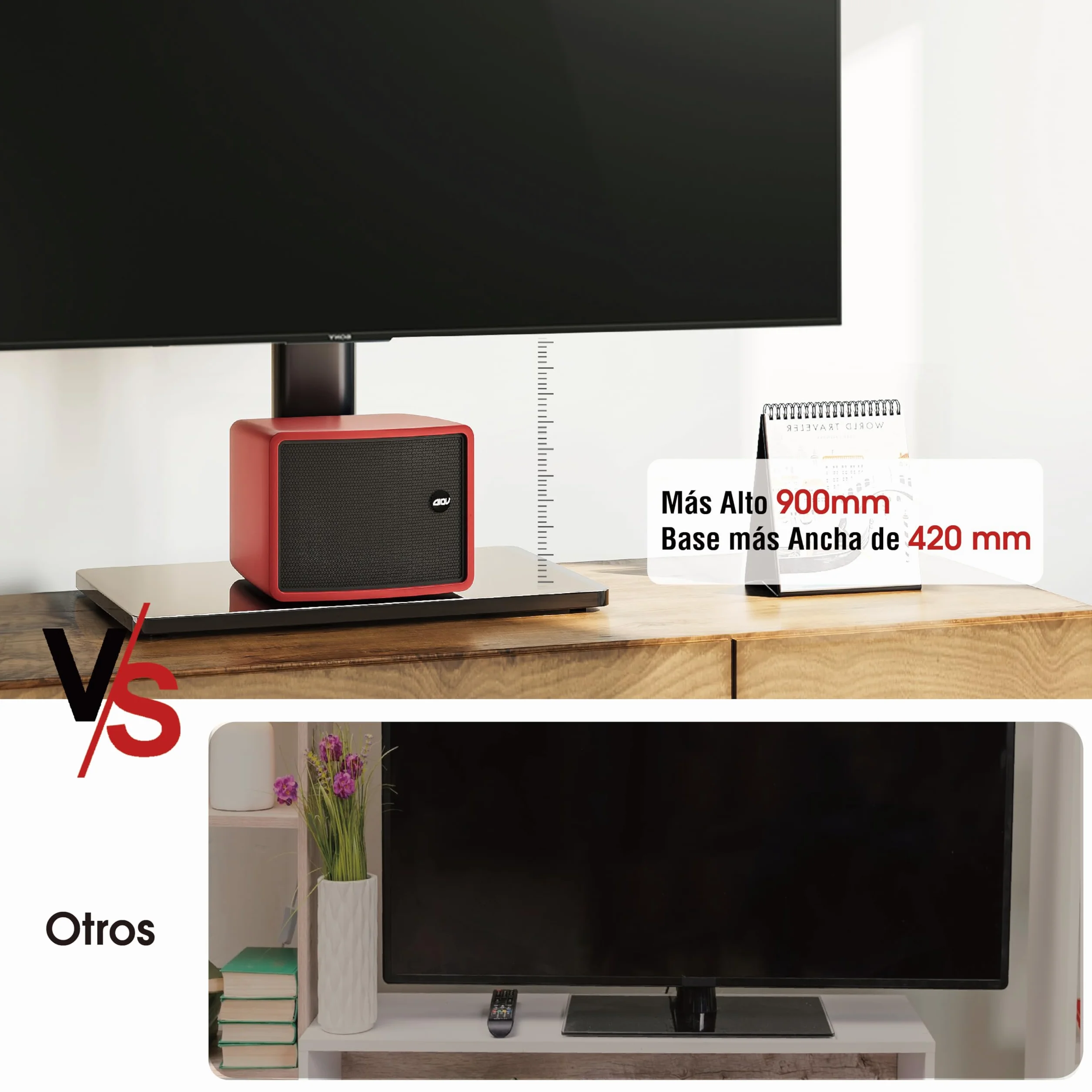 AOKCOS Soporte de TV para TV de 32-75 Pulgadas, Inclinable Giratorio Altura Ajustable, Máx VESA 600x400 mm 45KG
