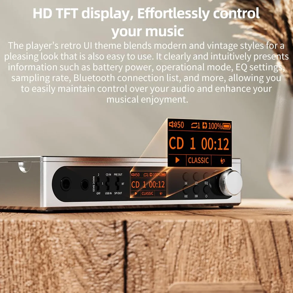 FiiO DM15 R2R Reproductor de CD portátil DAC USB Alta fidelidad Bluetooth 5.4 Plata