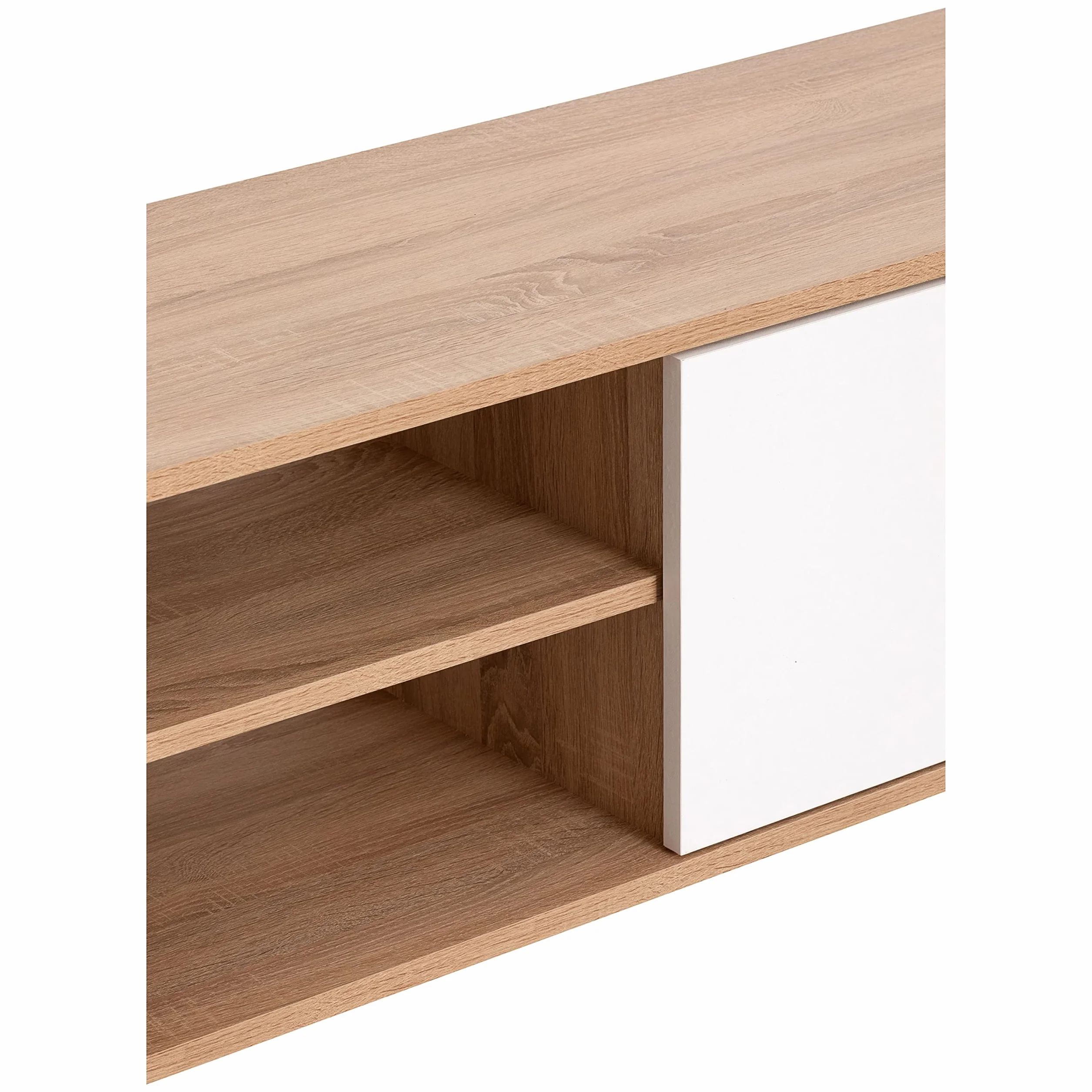 Mueble TV Salon Mesa para TV Color Roble y Blanco 180 x 40 x 41 cm. Atenea