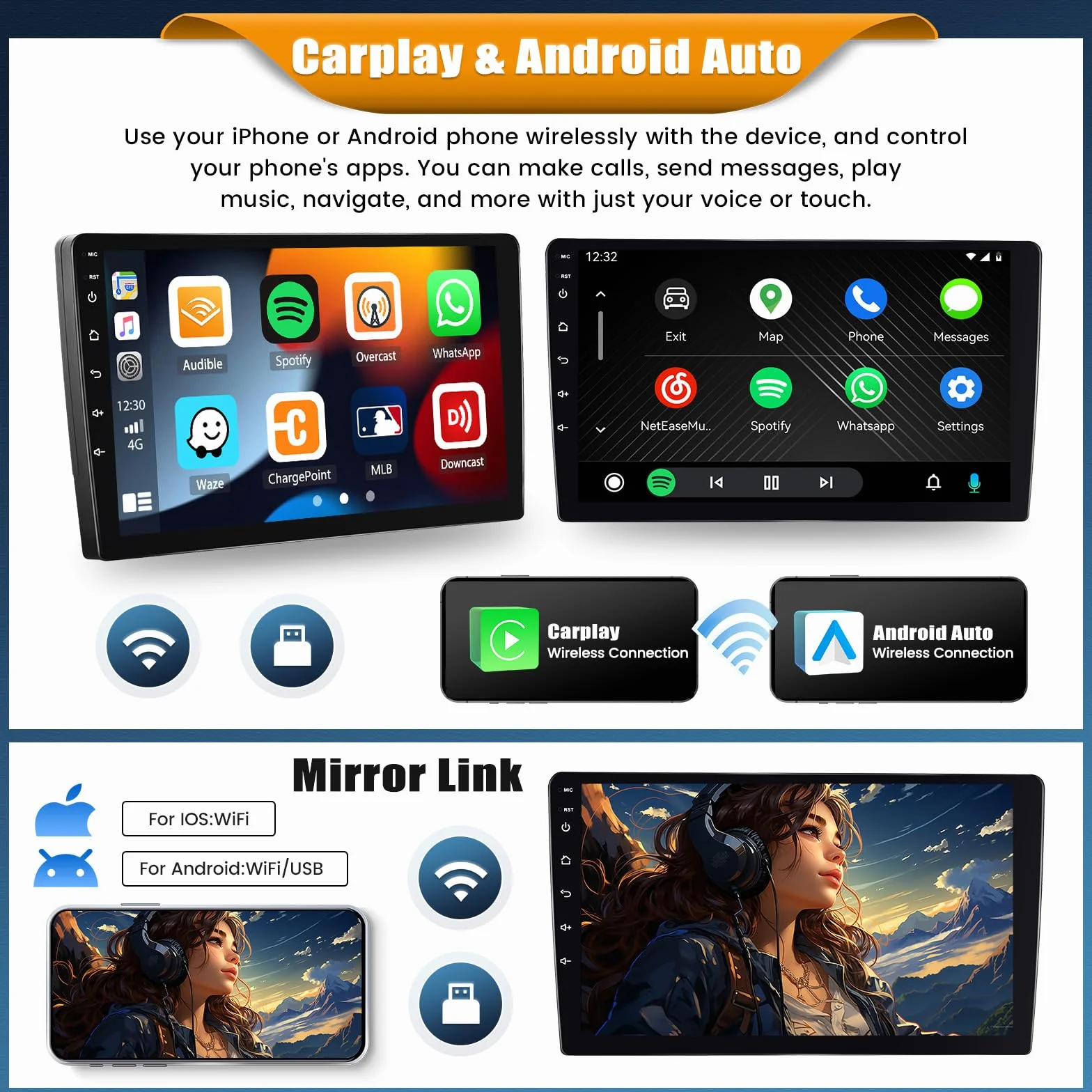 Android 15, 6G+128G 8Core GOHHDL Radio Coche para Mercedes Benz ML GL W164 ML350 ML500 GL320 X164 ML280, Pantalla de Coche de 9 Pulgadas con Carplay Android Auto BT GPS Navi WiFi FM/RDS SWC Cámara&MIC