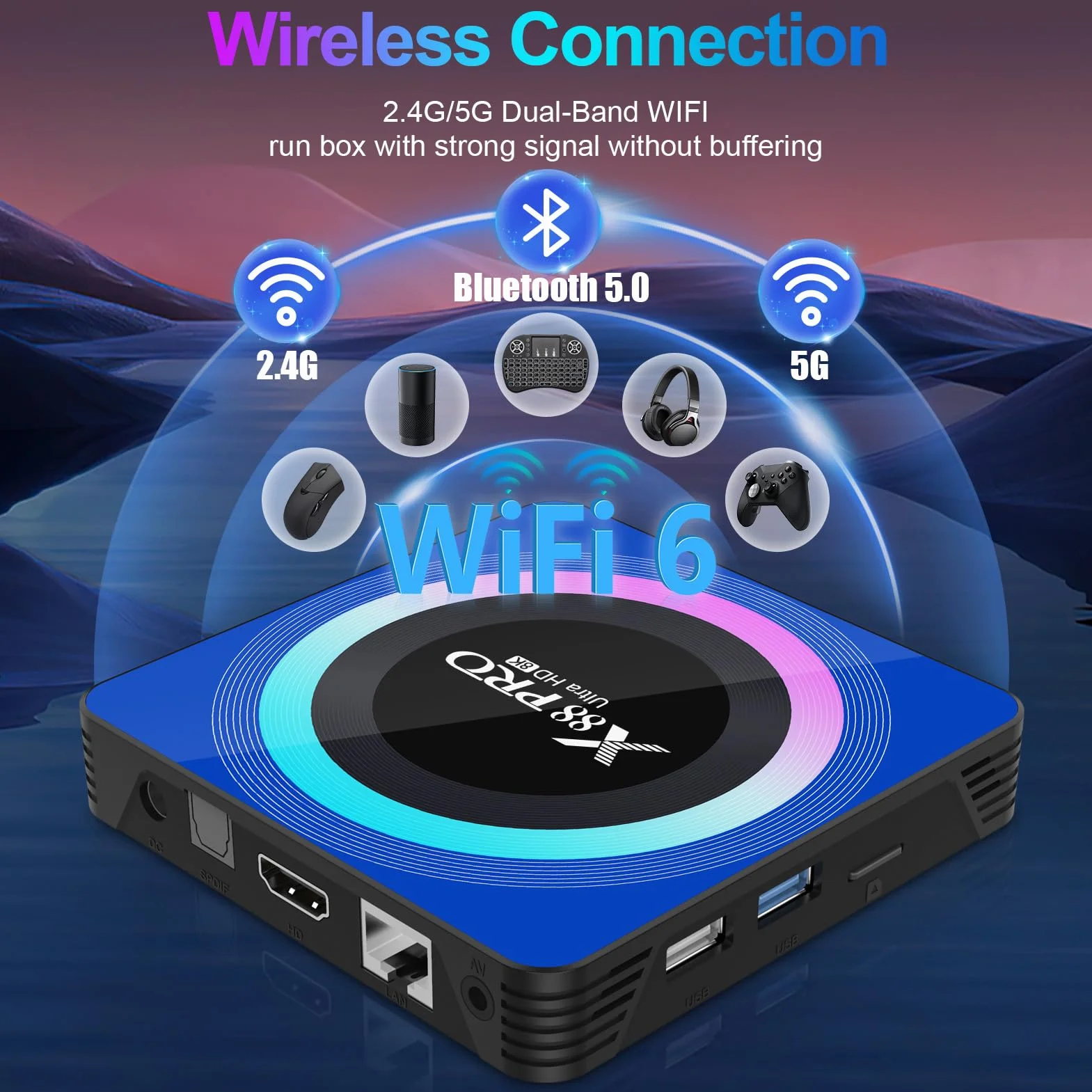 Android 13.0 TV Box 4GB RAM 64GB ROM RK3528 Quad-Core Cortex-A53 WiFi6 BT5.0 8K HDMI 2.0