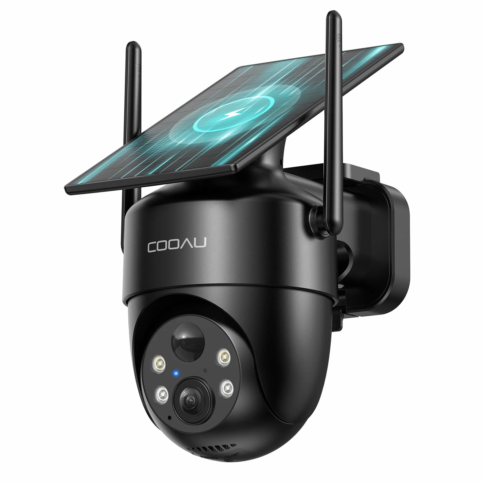 COOAU 2K Camara Vigilancia WiFi Exterior Solar,Carga en Días Nublados,Fácil Instalación,Camaras vigilancia Domicilio WiFi con 360° PTZ,Visión Nocturna en Color,Audio Bidireccional,Alarma PIR,IP66
