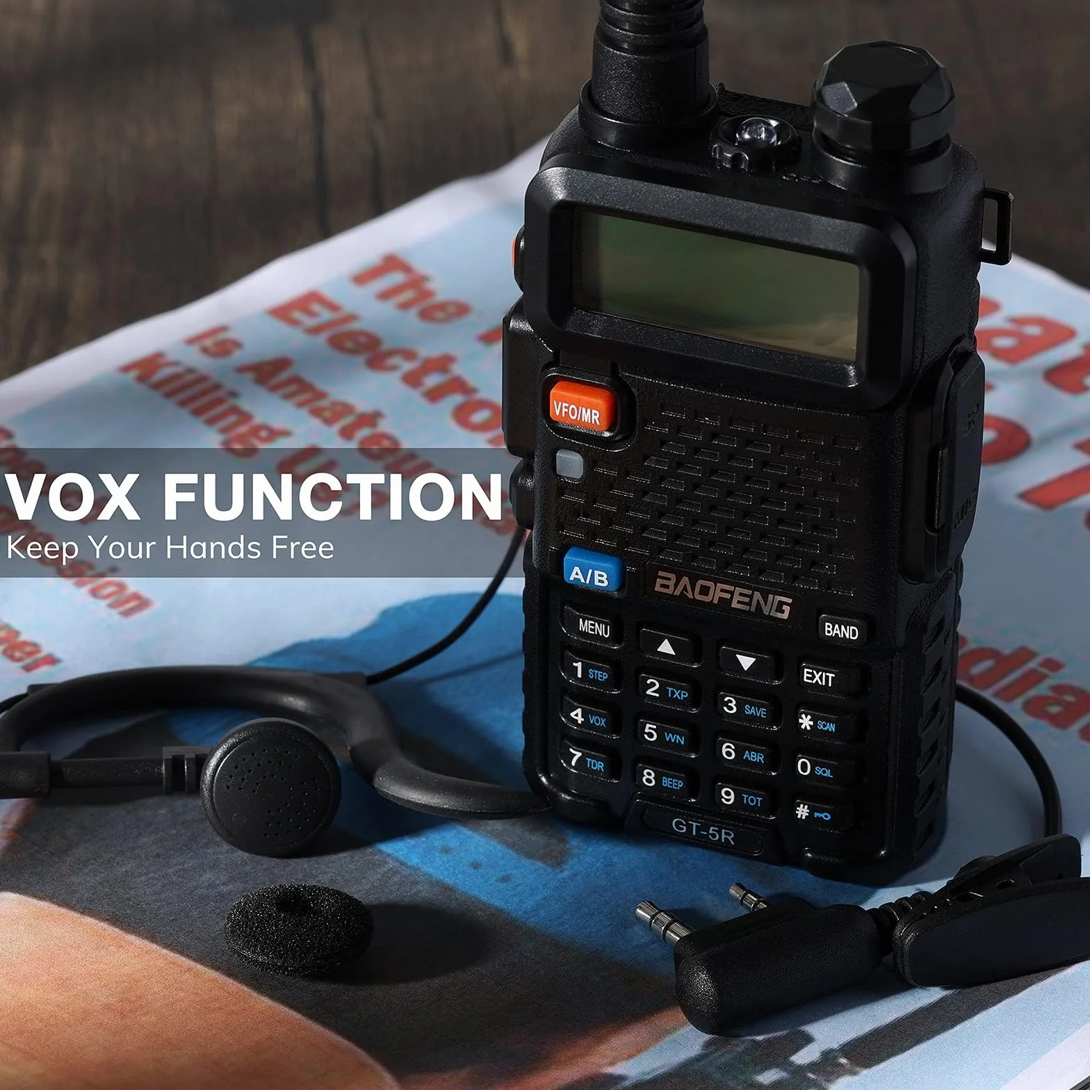 BAOFENG GT-5R Walkie Talkie actualizado Radio Bidireccional UHF VHF de Doble Banda Radio Amateur portátil de Largo Alcance con 144-146/430-440 MHz, 128 Canales, batería de 1800 mAh, Soporte Chirp