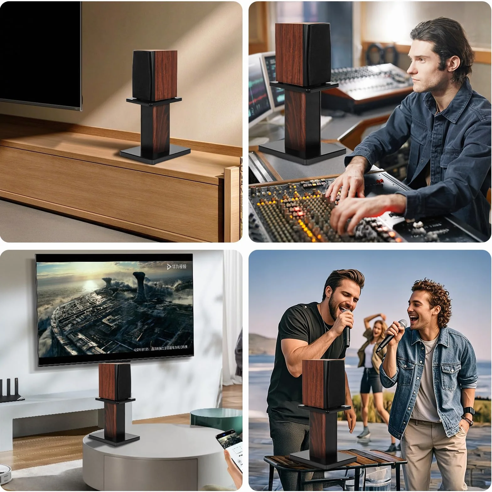 OUUTMEE Soportes para altavoces de 30 cm (12 pulgadas) de madera - Soportes para altavoces HiFi de alta resistencia para escritorio de cine en casa y monitores de estudio - Soporte universal para