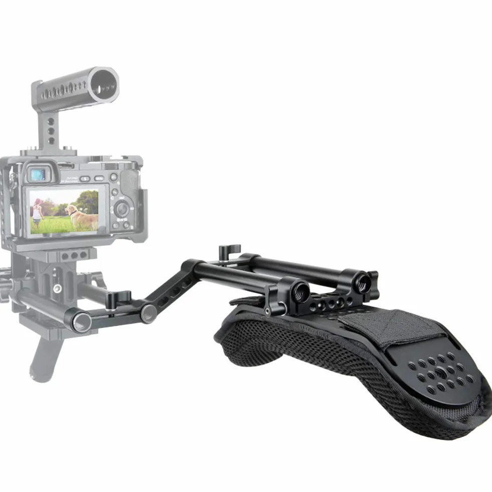 [Update Version] NICEYRIG Cámara de vídeo videocámara Hombro Pad con Carril y Varillas de aleación de Aluminio para DSLR Rig Sistema de Apoyo de Hombro