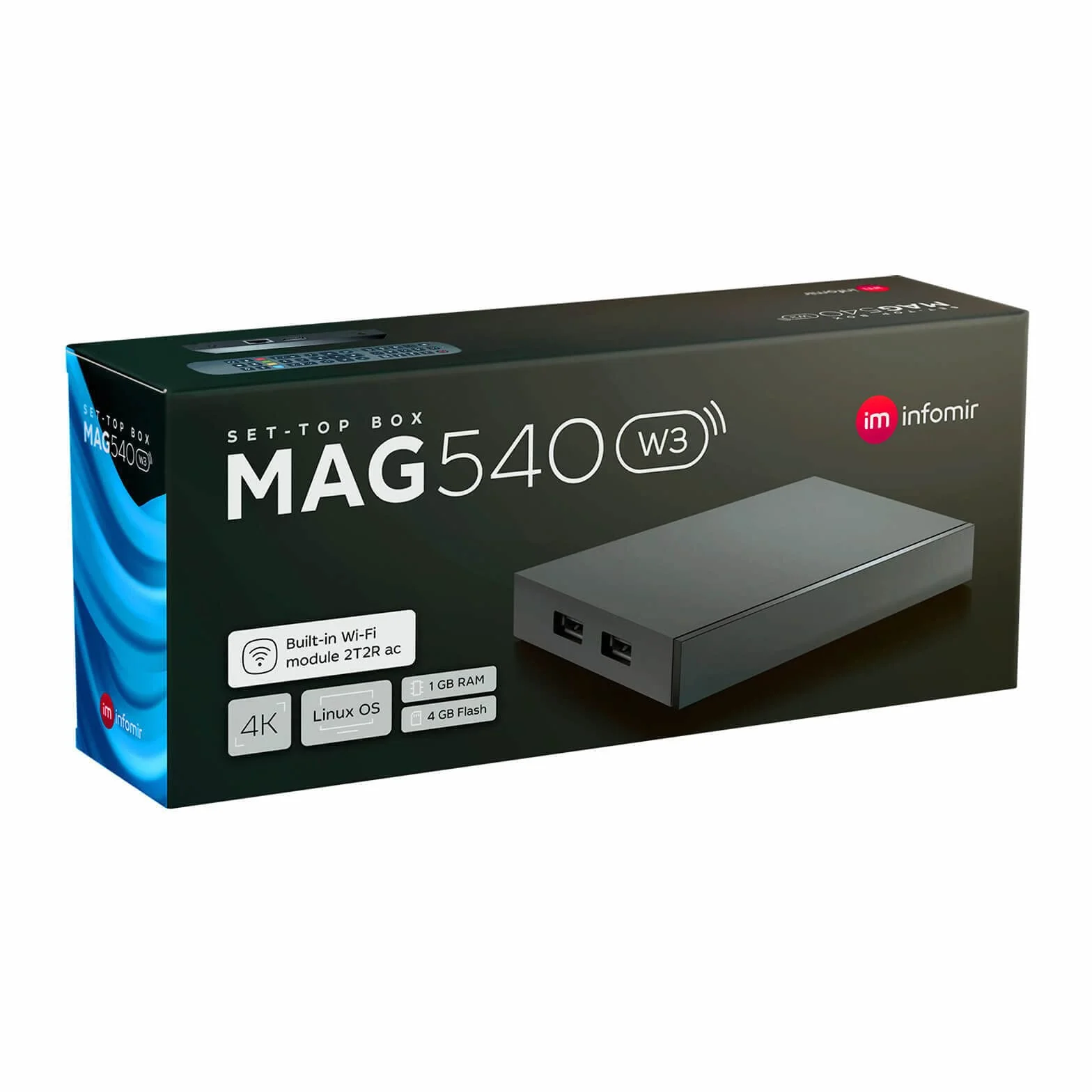 Infomir MAG540w3 IPTV Set Top Box 4K UHD HDMI 2.1 HEVC H.265 Arm Cortex-A35 Wi-Fi Linux