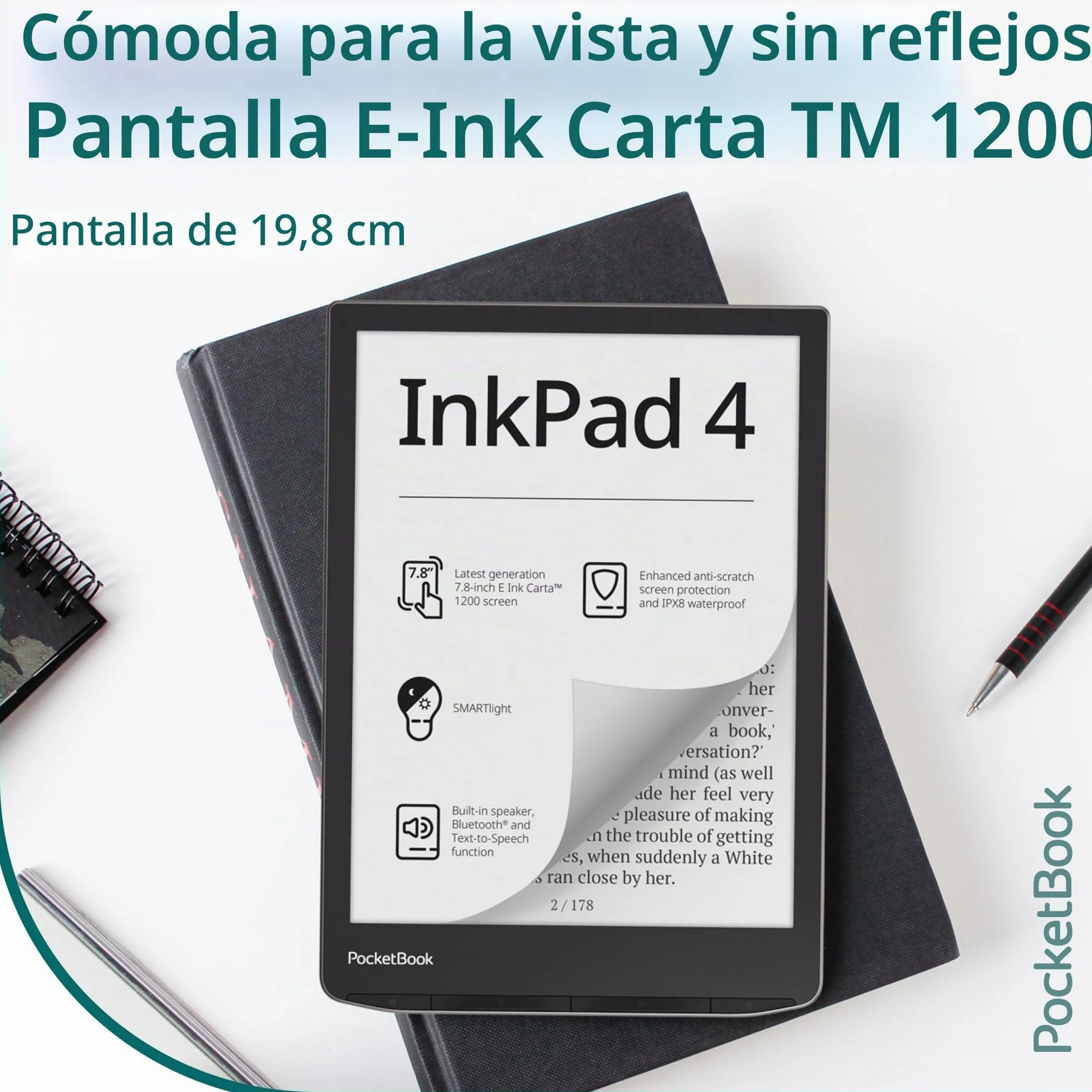 PocketBook InkPad 4 eReader 7.8" 32GB Plata