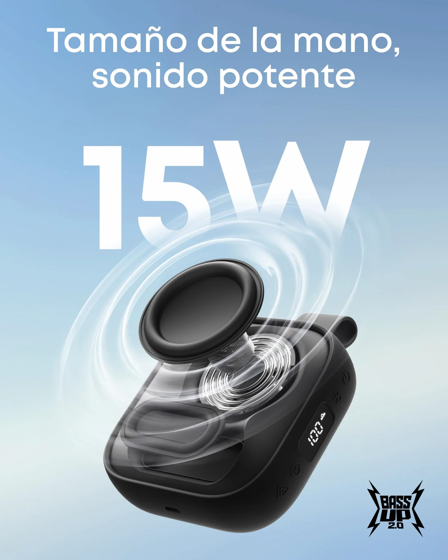 Soundcore Anker Altavoz Portátil Bluetooth 15W 24H IP68 BassUp 2.0 Resistente al Agua