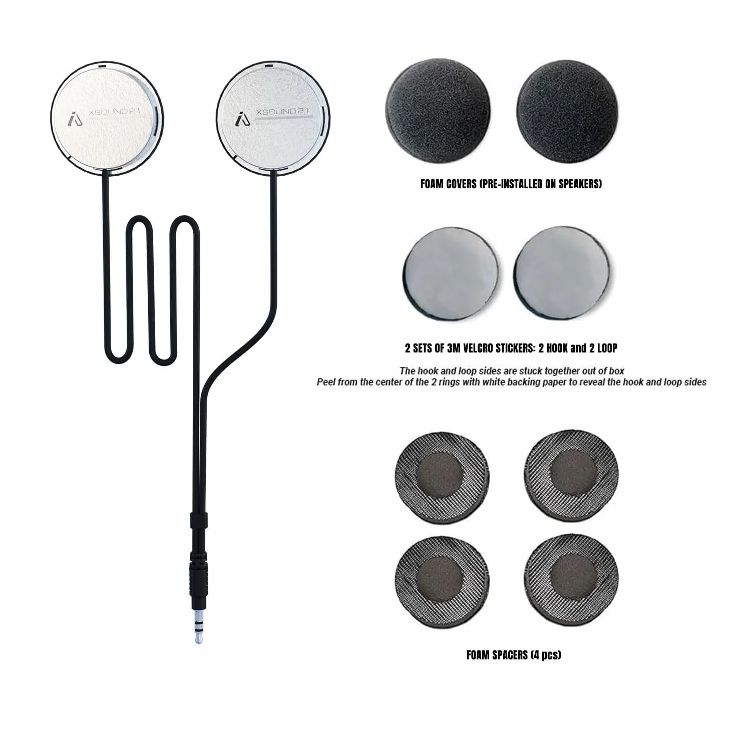 I A S U S Auriculares con altavoz de casco de alto rendimiento con un conector de audio de 3,5 mm compatible con la mayoría de sistemas de comunicación de casco. El XSound 2.1 R se adapta a la mayoría