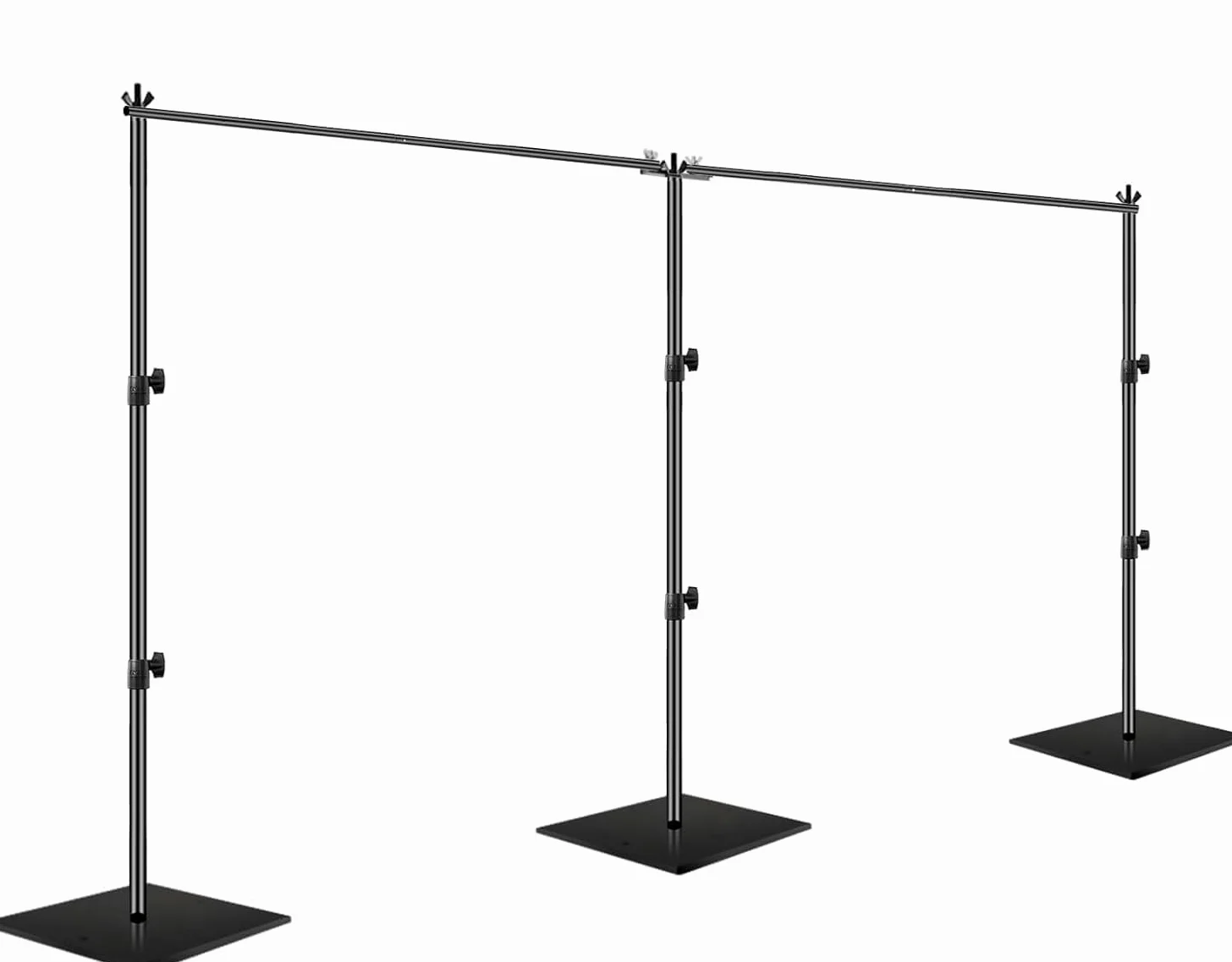 EMART Soporte de Telón de Fondo con Base de Acero Pesado 2,1x6M, Tubos Ajustables y Sistema de Telón de Fondo Drapeado, Ideal para Cumpleaños y Bodas, Negro