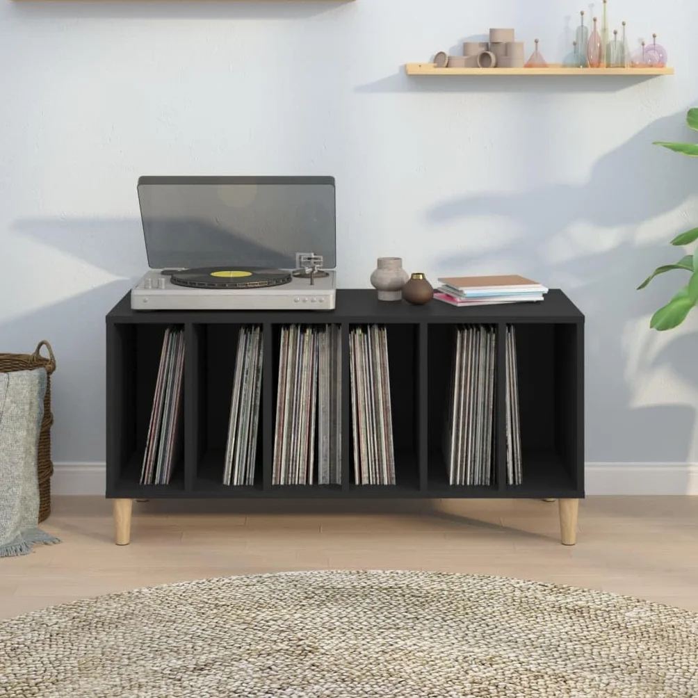 ZEYUAN Mueble para Discos Madera contrachapada Negro 100x38x48 cm, Estanteria CD, Mueble Tocadiscos, Mueble para Discos, Mueble para Vinilos, Mueble para Tocadiscos - 831974