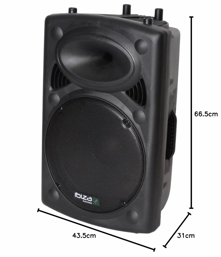 Ibiza - SLK15A-TWS- Altavoz Activo Plug & Play de 38 cm/15», 800 W con Amplificador Integrado - Bluetooth, USB, SD y AUX - Función TWS - Negro
