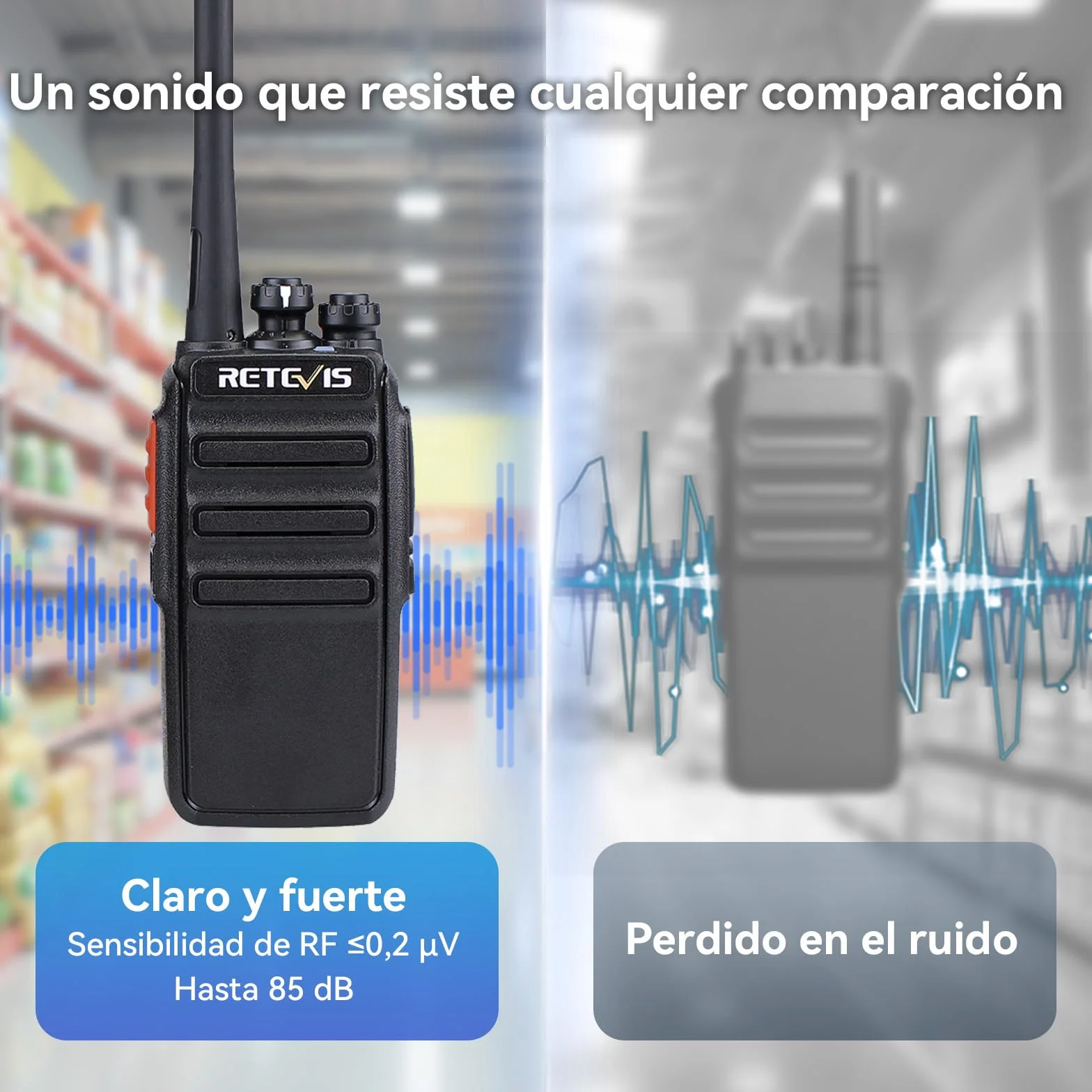 Retevis RT24 Walkie Talkie, Profesional Walkie-Talkies con Pinganillos PMR446 sin Licencia, Resistente VOX, Radiocomunicación de Largo Alcance con Cargador USB para Adultos(Negro,2 Pares)