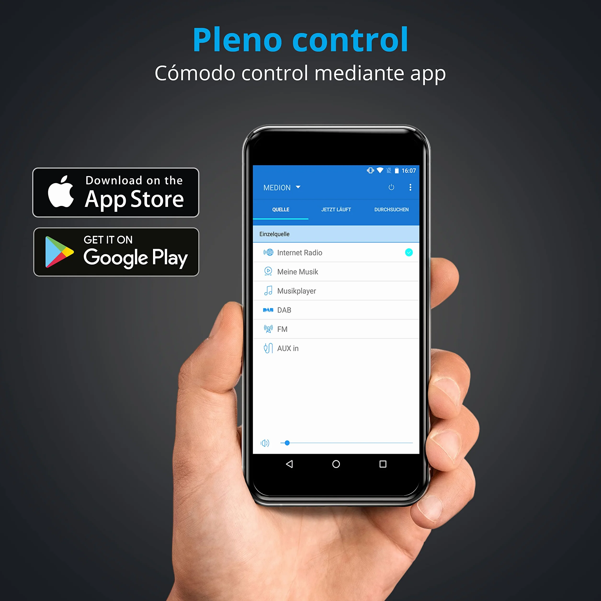 MEDION Radio por Internet P85289 con Dab+ (WiFi, FM, Spotify Connect, Amazon Music, DLNA, USB, conexión para Auriculares, AUX, LAN, Temporizador de desconexión) Negro
