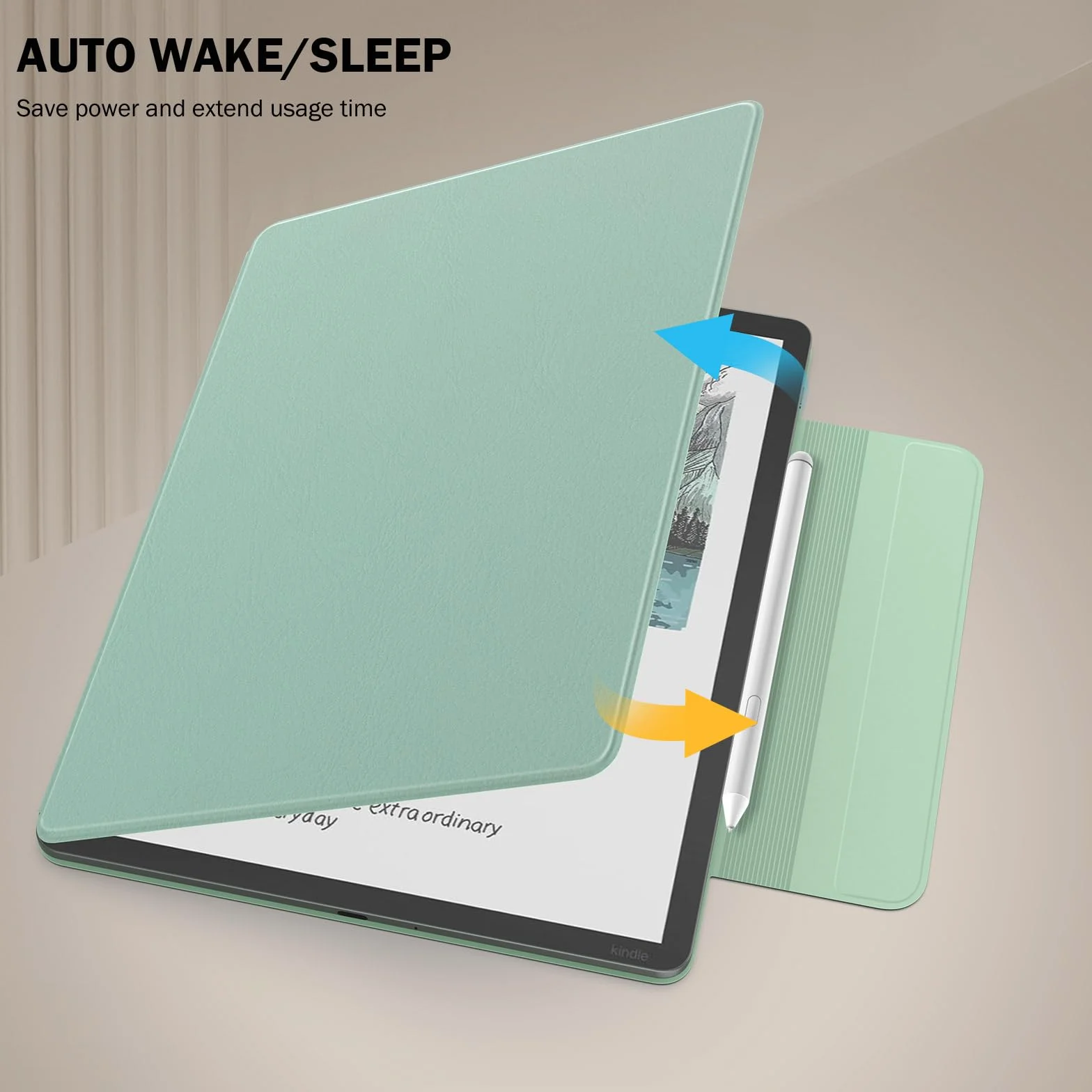MoKo Funda Magnética para Kindle Scribe 11" (3ª Generación) y Kindle Scribe Colorsoft (1ª Generación), Funda de Folio Premium de PU con Cierre de lápiz y Auto Sueño/Estela, Agave Verde