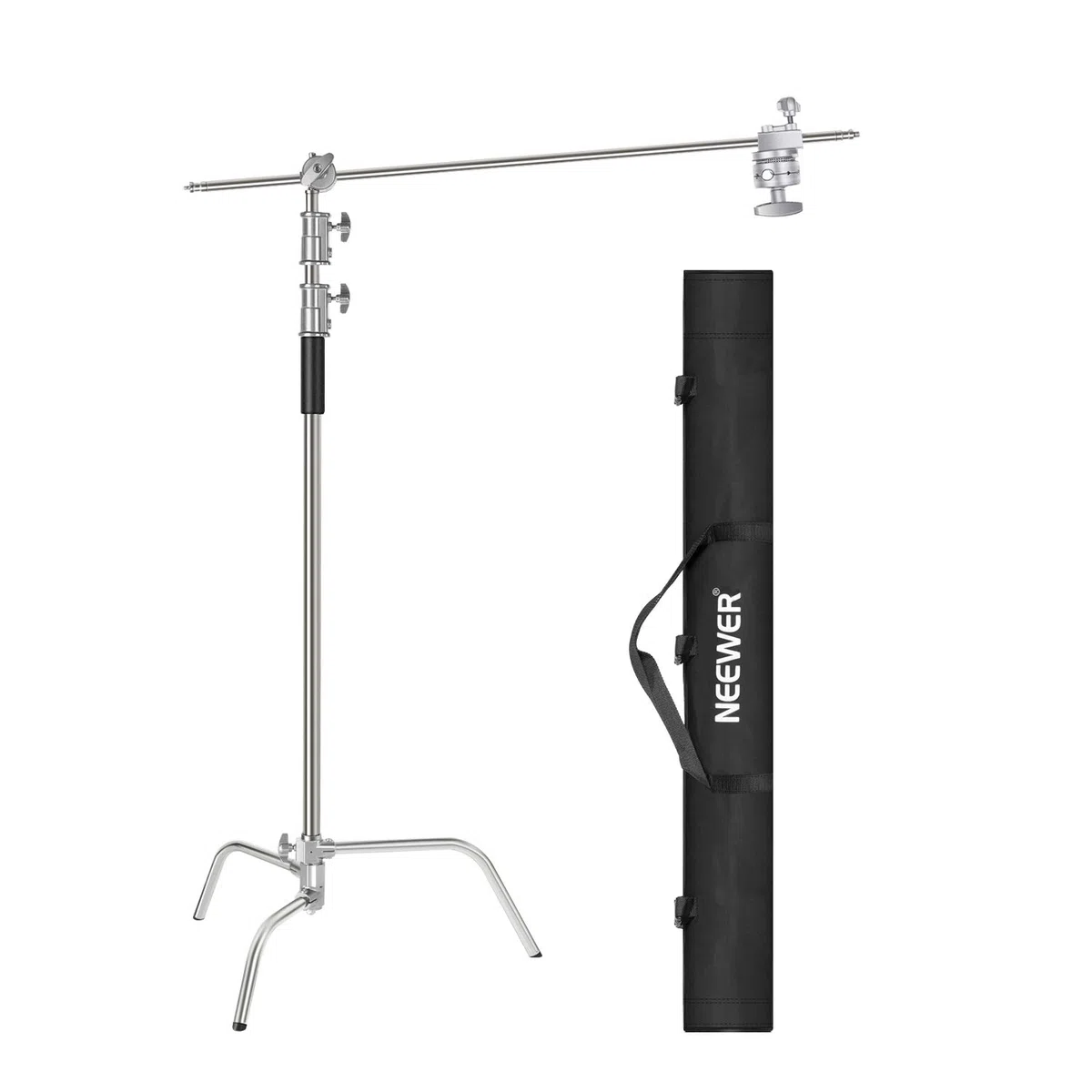 NEEWER Soporte Luz en C 3m,Tripode C Stand y Brazo Extensión 1,2m Cabeza Agarre 2 Piezas y Bolsa,Soporte de Iluminación para Fotografía Estudio Softbox Reflector Paraguas Monolight(Versión Básica)