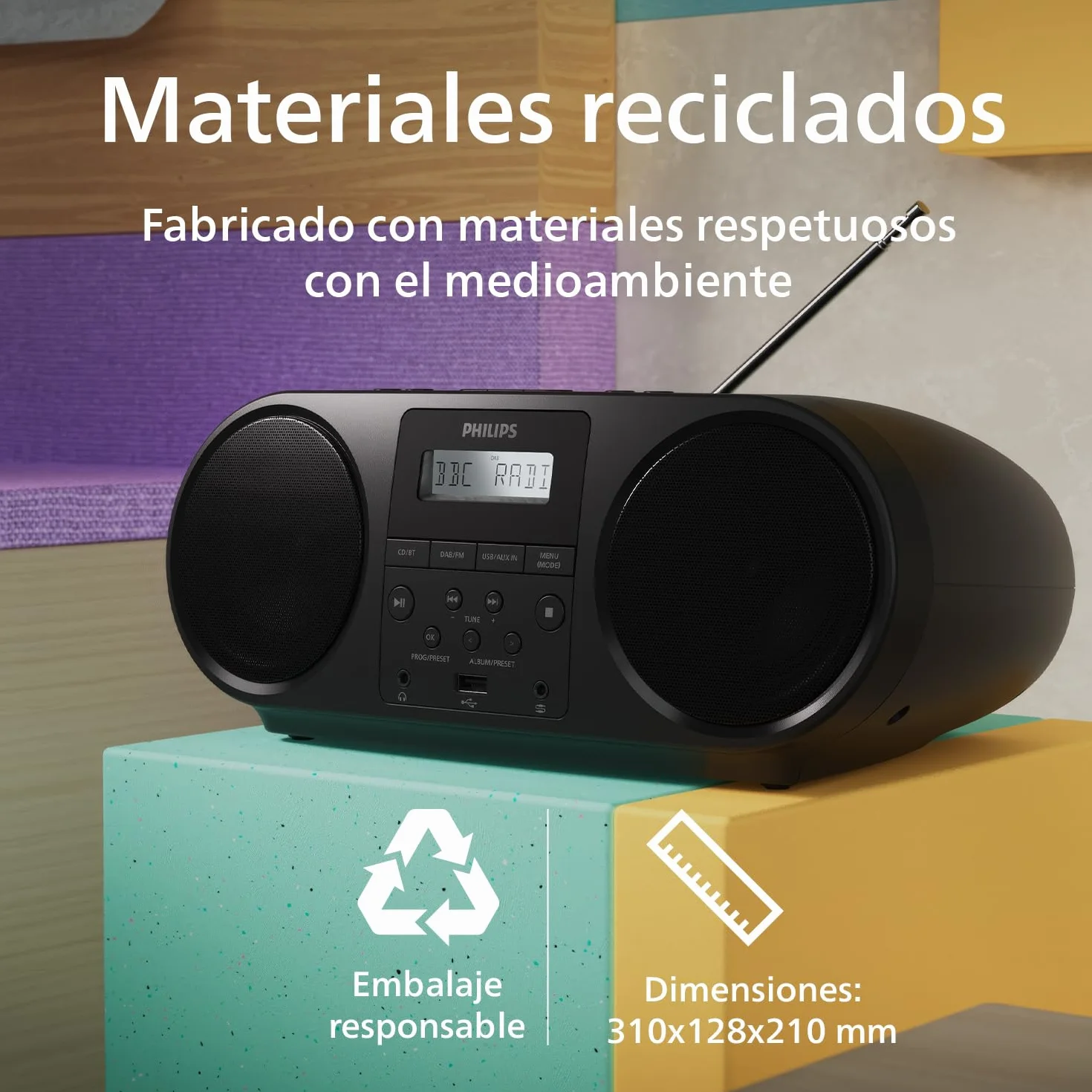 Philips TAZ6000 Reproductor CD Todo-en-1 Radio DAB+/FM Bluetooth 5.4 USB