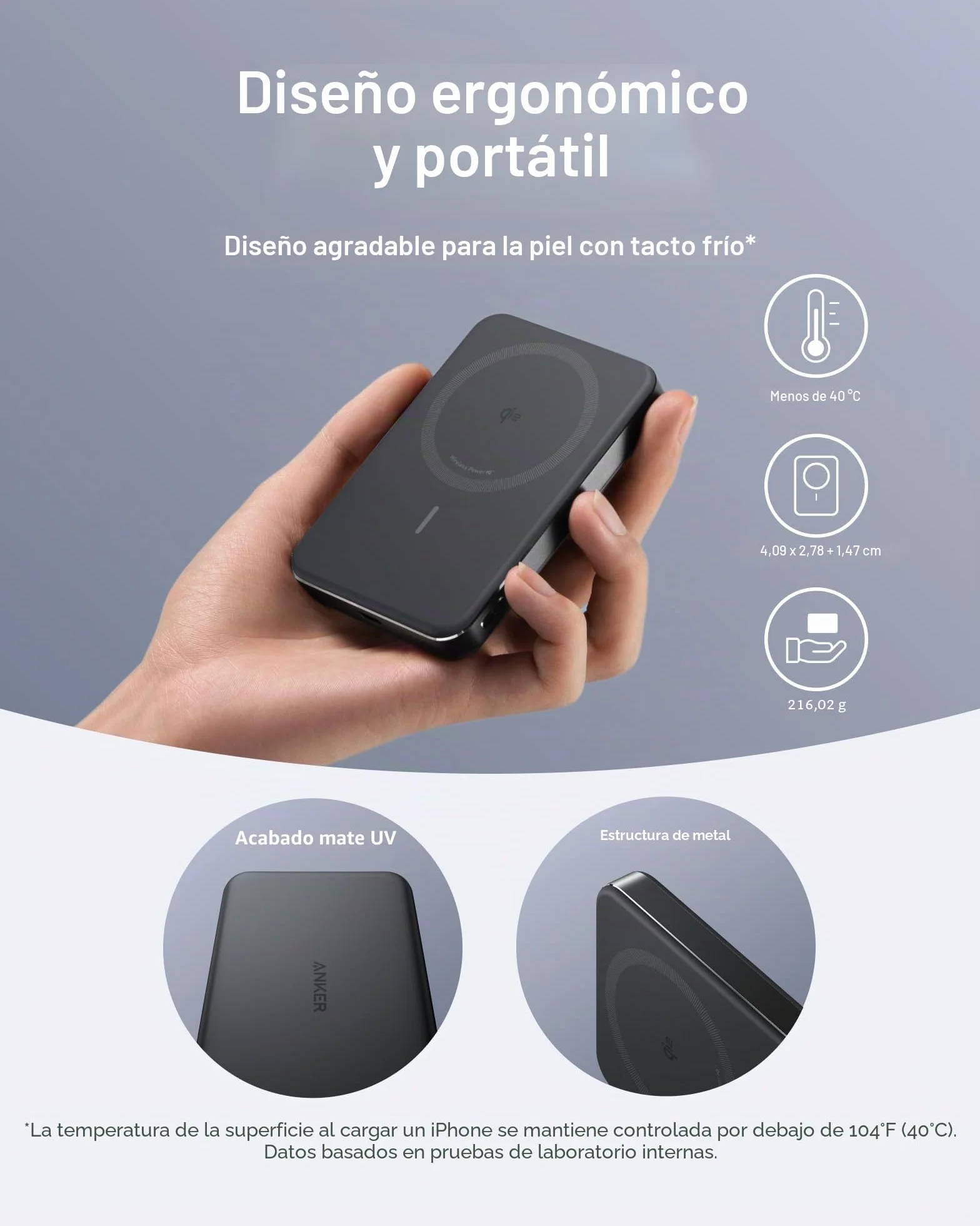 Anker MagGo Power Bank, Batería magnética ultradelgada de 10000 mAh, Certificado Qi2, Cargador Portátil 15 W, Cargador Compatible con MagSafe, diseño ergonómico, para iPhone 17/16/15/14 Series