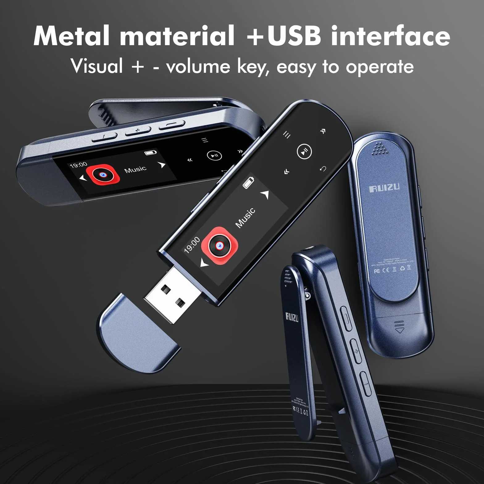 Reproductor MP3 Bluetooth 5.3 64GB Clip Deportivo Radio FM Grabadora Voz