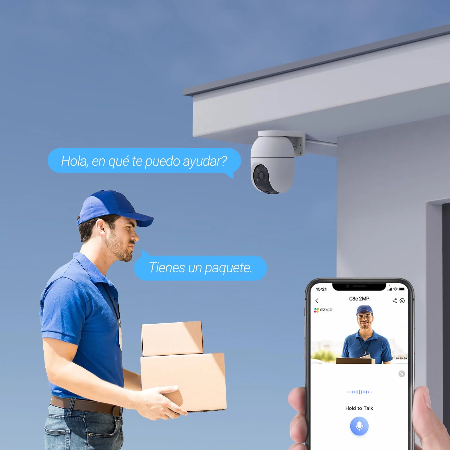 EZVIZ 2PCS Cámara Vigilancia WiFi Exterior 360°,1080P Cámara IP de Seguridad,Visión Nocturna en Color,IA Detección de Personas,Seguimiento Automático,Audio Bidireccional,Sirena, Alexa/Google,C8c 2MP