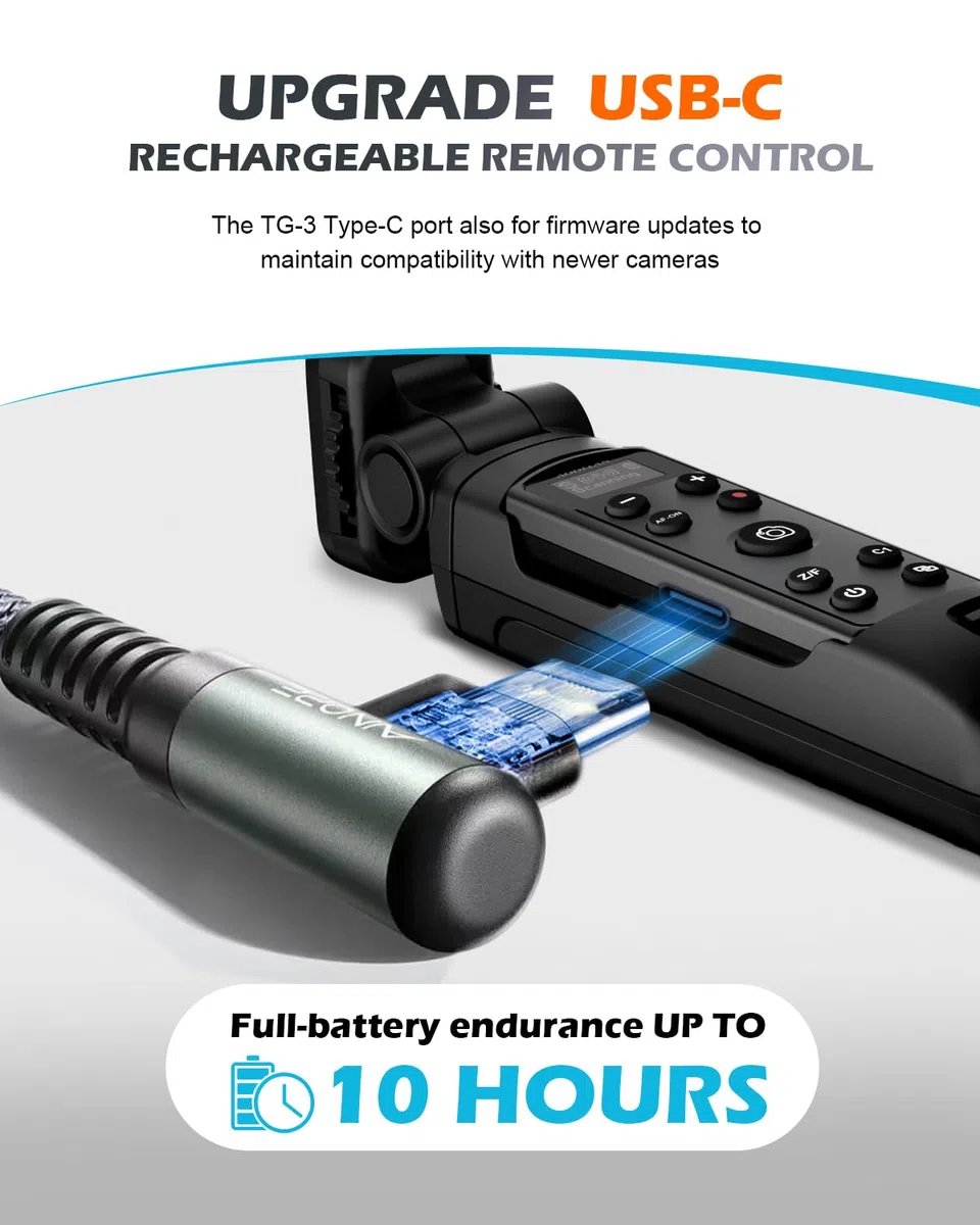 Aodelan - Trípode con mando a distancia recargable para Sony con pantalla OLED para vlogging ZV-E10, ZV-1F, ZV-E10 II, RX100 VII, a6100, a6400, a7 III, a9 II, etc. Reemplaza Sony GP-VPT2BT