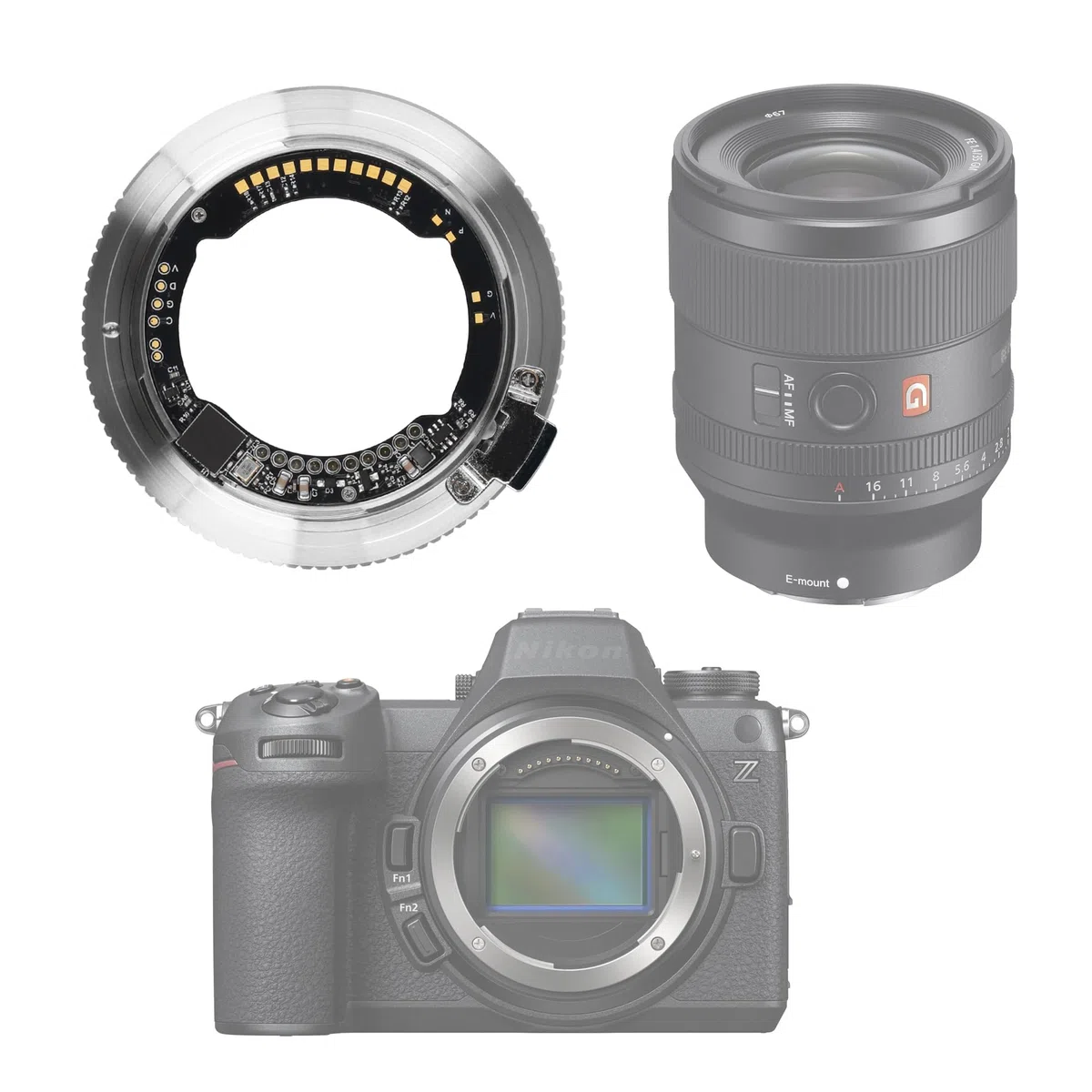 Adaptador de objetivo de enfoque automático compatible con objetivos Sony E-Mount compatible con cámaras Nikon Z ETZ Pro