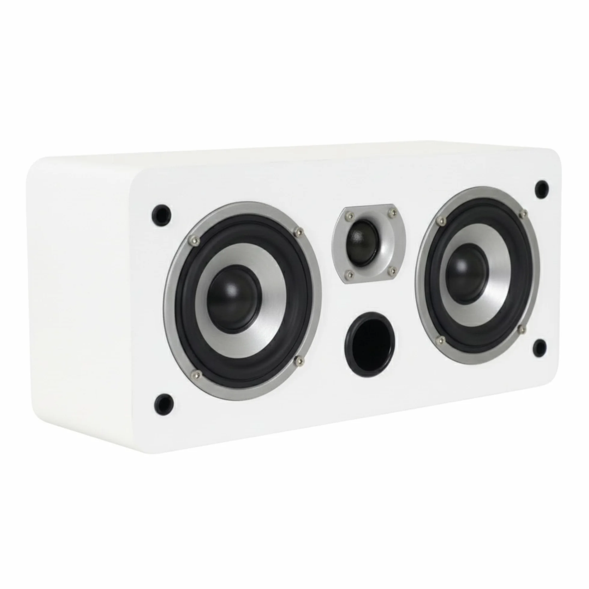 Dynavoice Magic CR-4 Blanco Mate – Altavoz Central Pasivo 2 Vías, Woofer 2x4 + Tweeter 1", Solo 11 cm de Profundidad, Bass Reflex Frontal, para Cine en Casa.