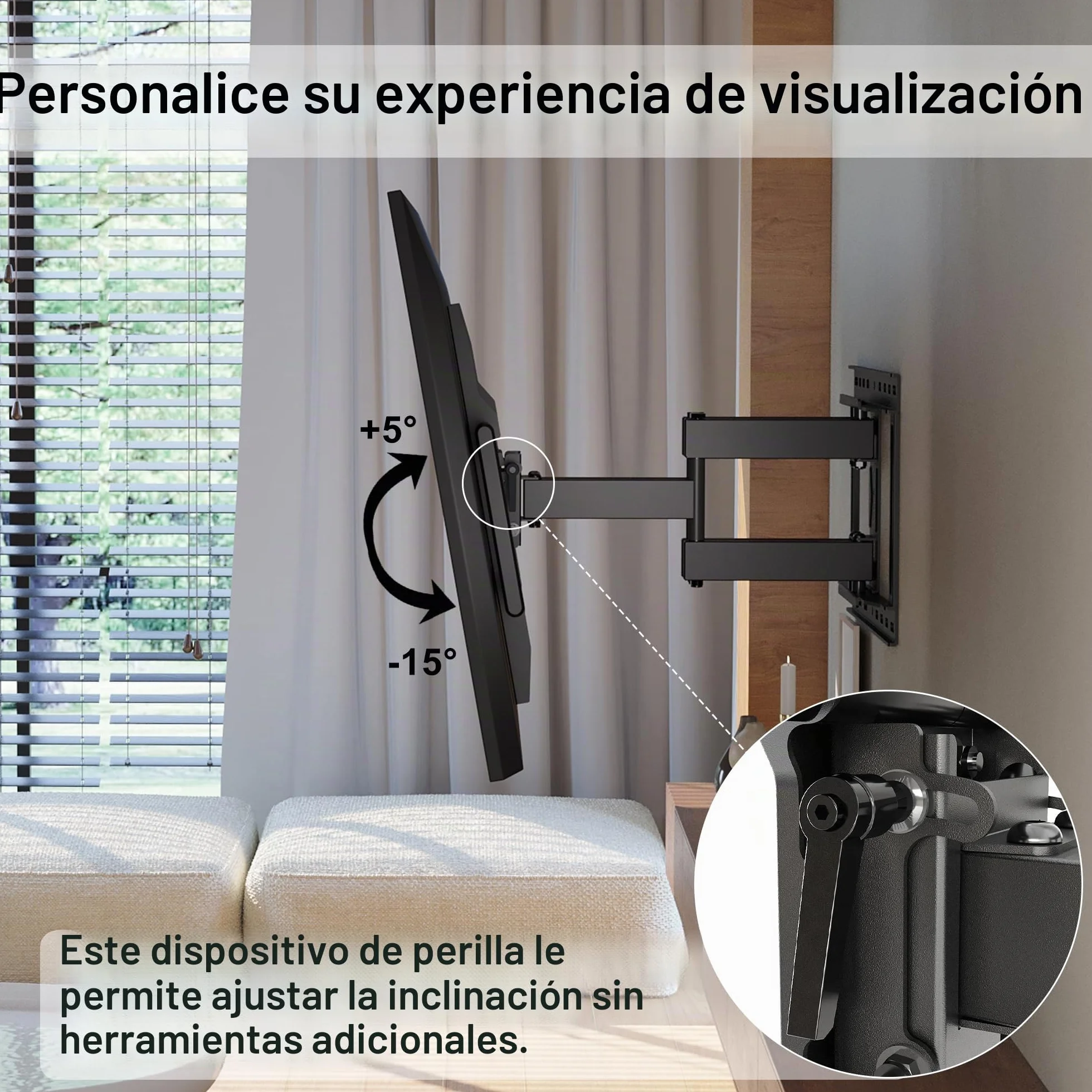 BONTEC Soporte TV Pared 37-85 Pulgadas Movimiento Completo Inclinable Giro Nivelación Extensión 60 kg VESA 600x400 mm