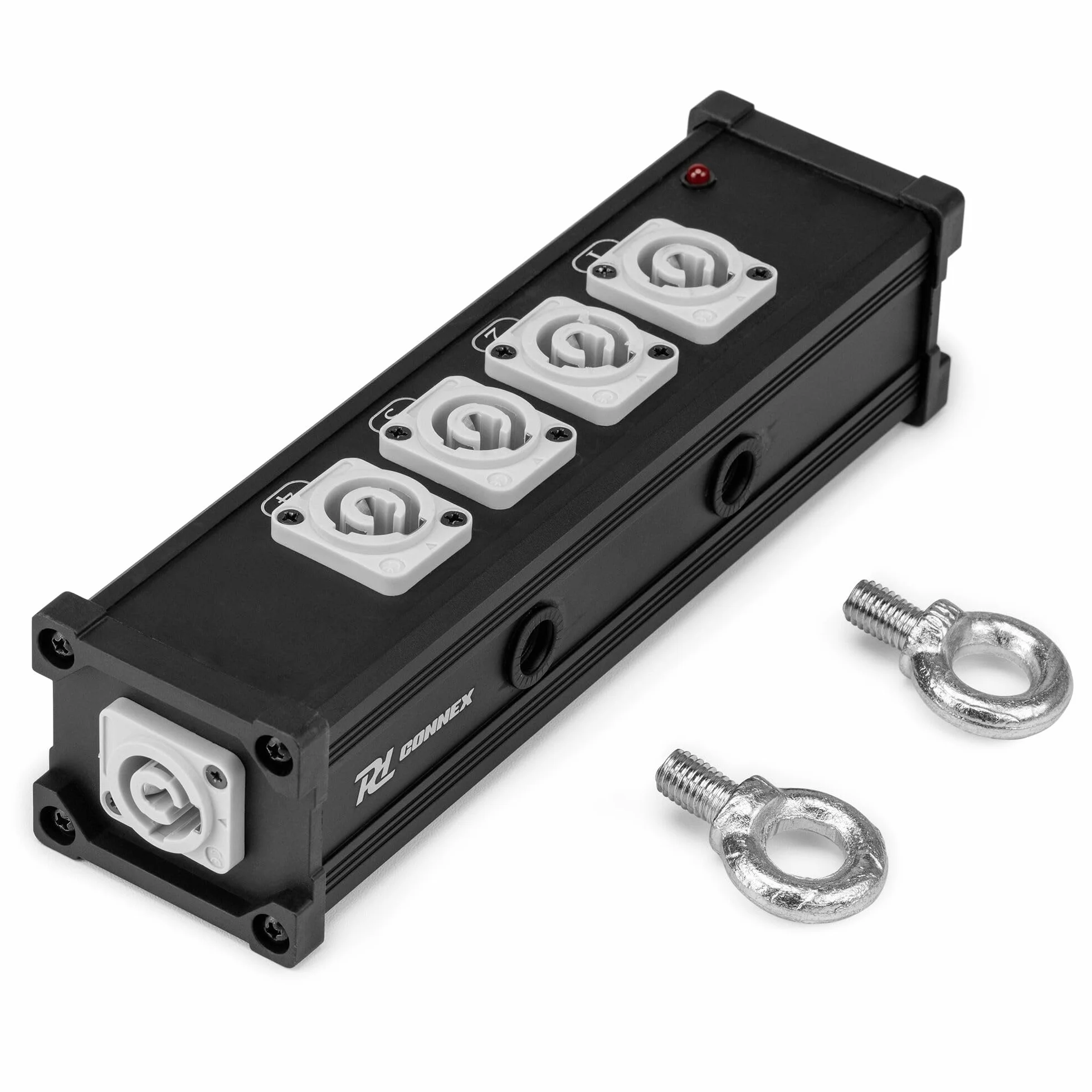 Power Dynamics Connex PSB25 Divisor de potencia PowerCon de 5 vías, distribución de energía portátil, 5 salidas PowerCon, conexiones seguras Twist-Lock, caja de escenario para actuaciones en escenario