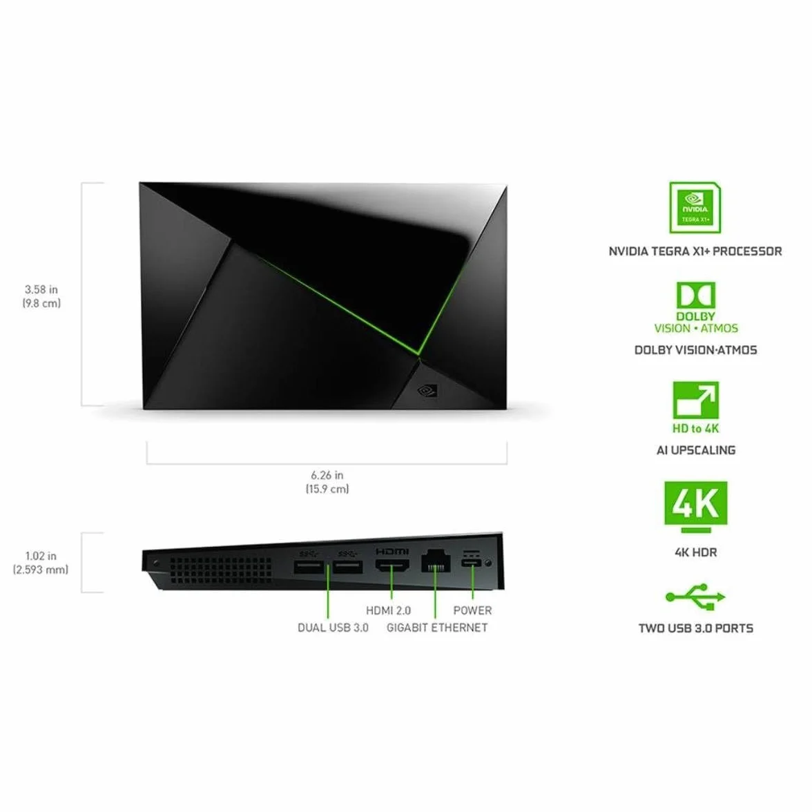 Nvidia Shield TV Pro, Procesador con Control Remoto, Chrome, Negro