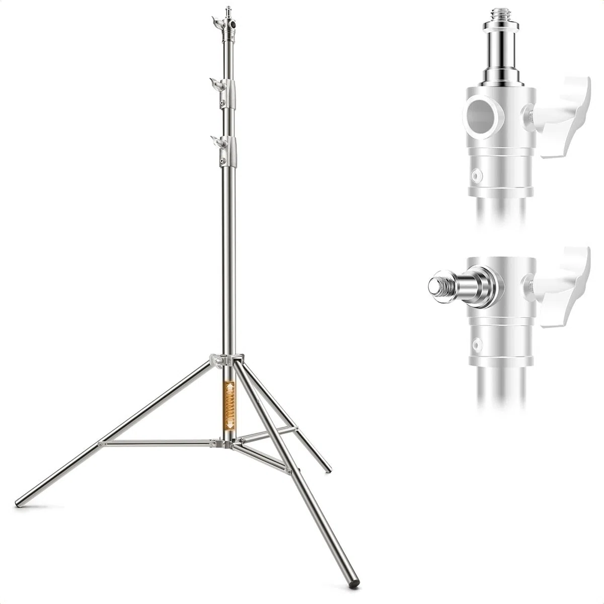 K&F CONCEPT 280cm Soporte de luz de Resorte de Acero Inoxidable, Soporte de luz de fotografía Plegable, Soporte de Alta Resistencia con Adaptador de 1/4'' & 3/8", Last 10kg